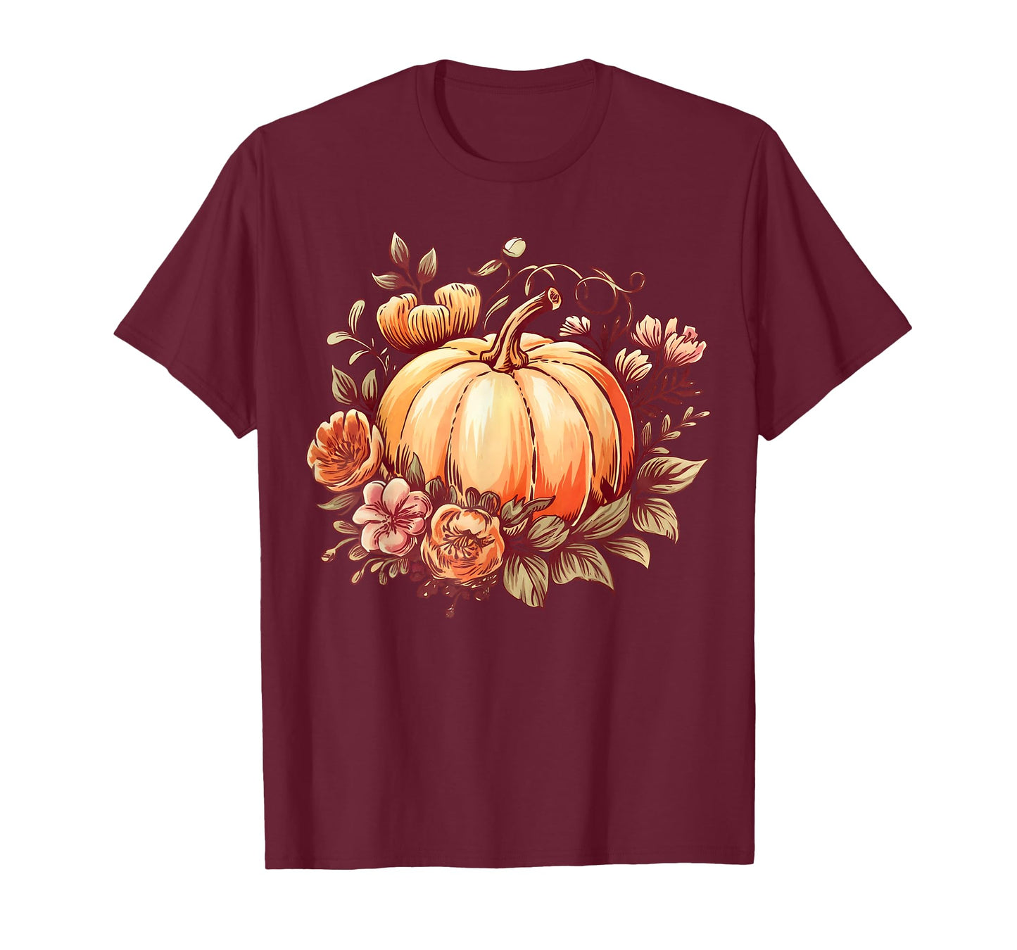 Fall Shirt Women Autumn Pumpkin Graphic Vintage Thanksgiving T-Shirt