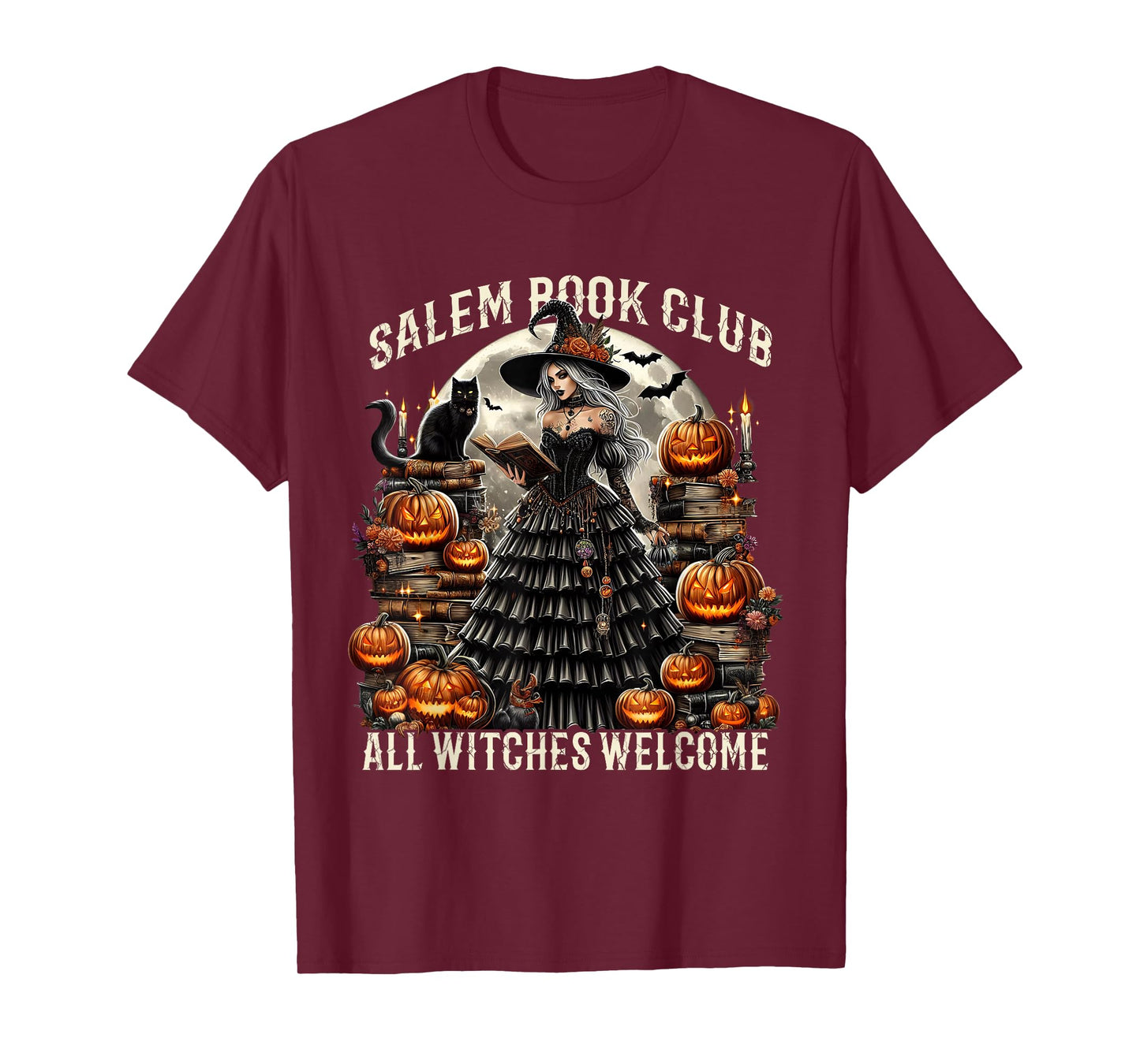 Salem Book Club Gothic Witch Vintage Halloween Art T-Shirt