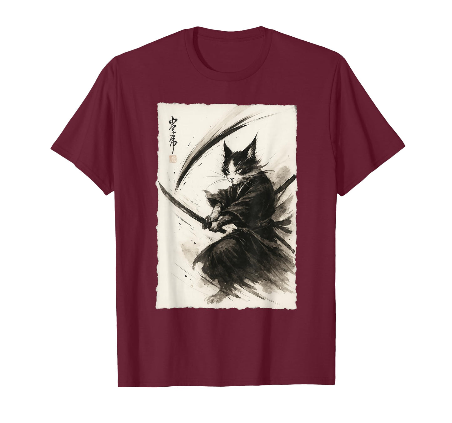 Samurai Cat Japanese Vintage Ukiyo-e Warrior Graphic Tee Cat T-Shirt