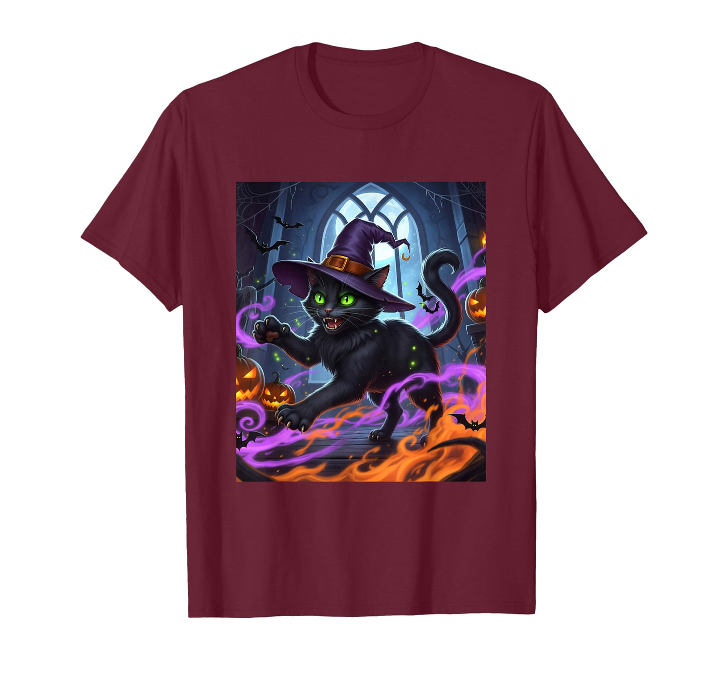 Halloween Black Cat Witch T-Shirt