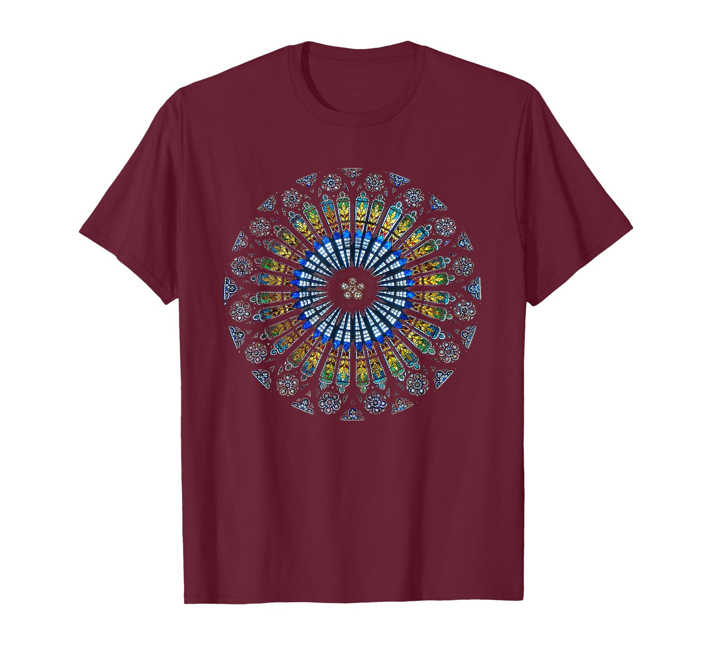 Strasbourg Cathedral France Mandala Stained Glass Window Art T-Shirt