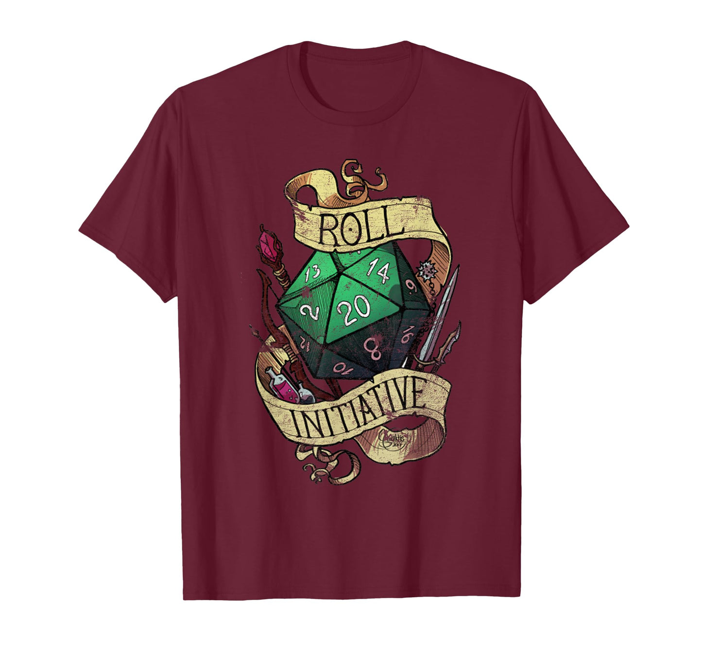 Vintage Funny Take the Initiative roll Retro Gaming Gamer T-Shirt