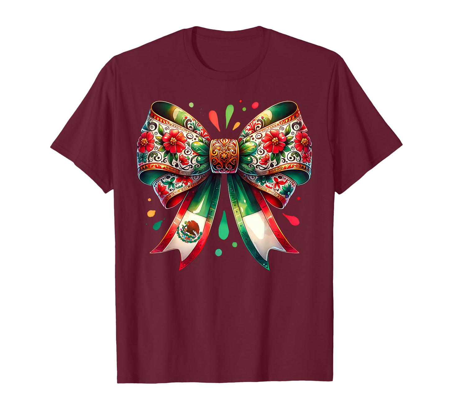 Coquette Ribbon Bow Mexican Flag Festive Latino Pride T-Shirt