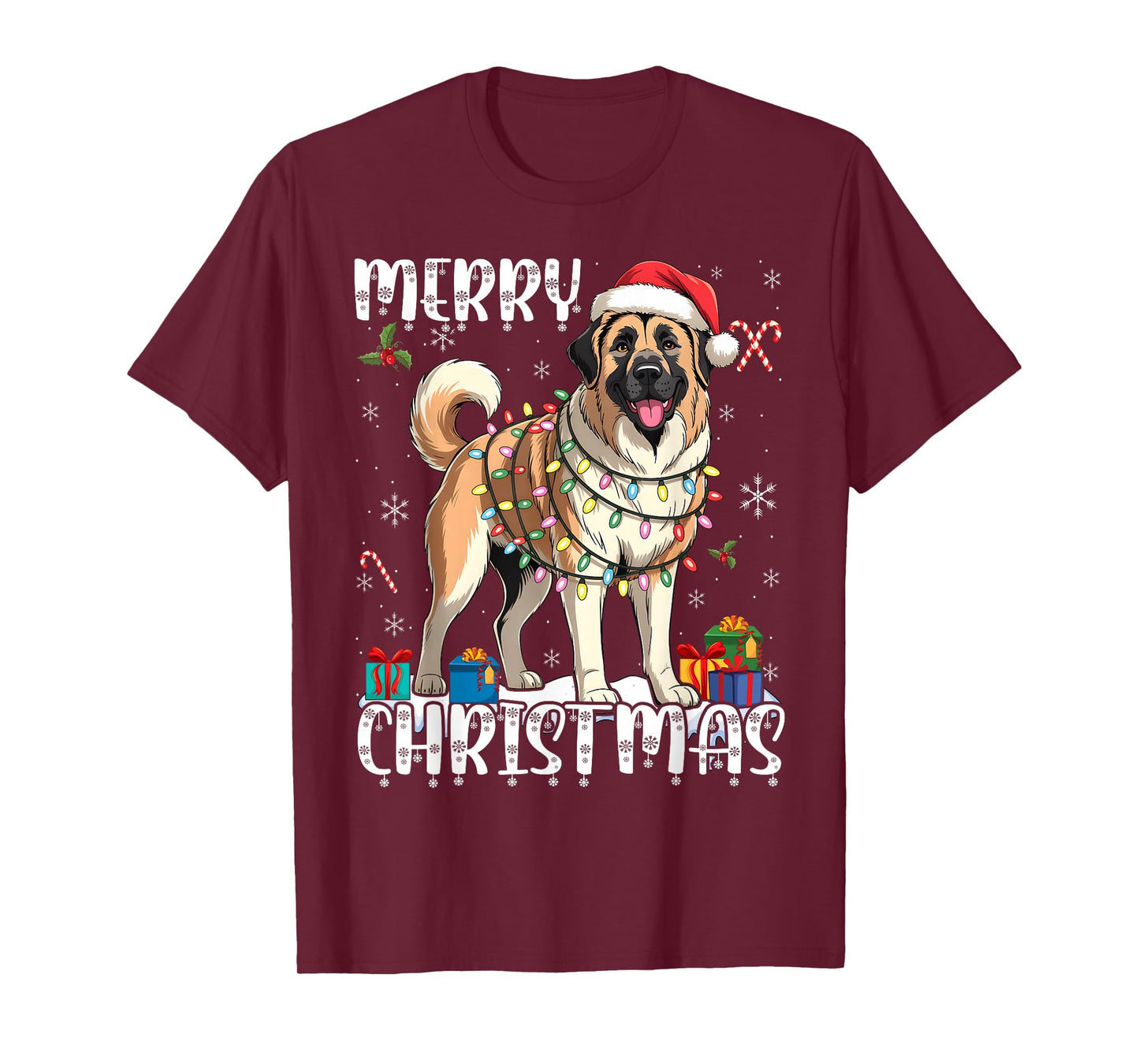 Merry Christmas Ornament Anatolian Shepherd Dog Xmas Santa T-Shirt