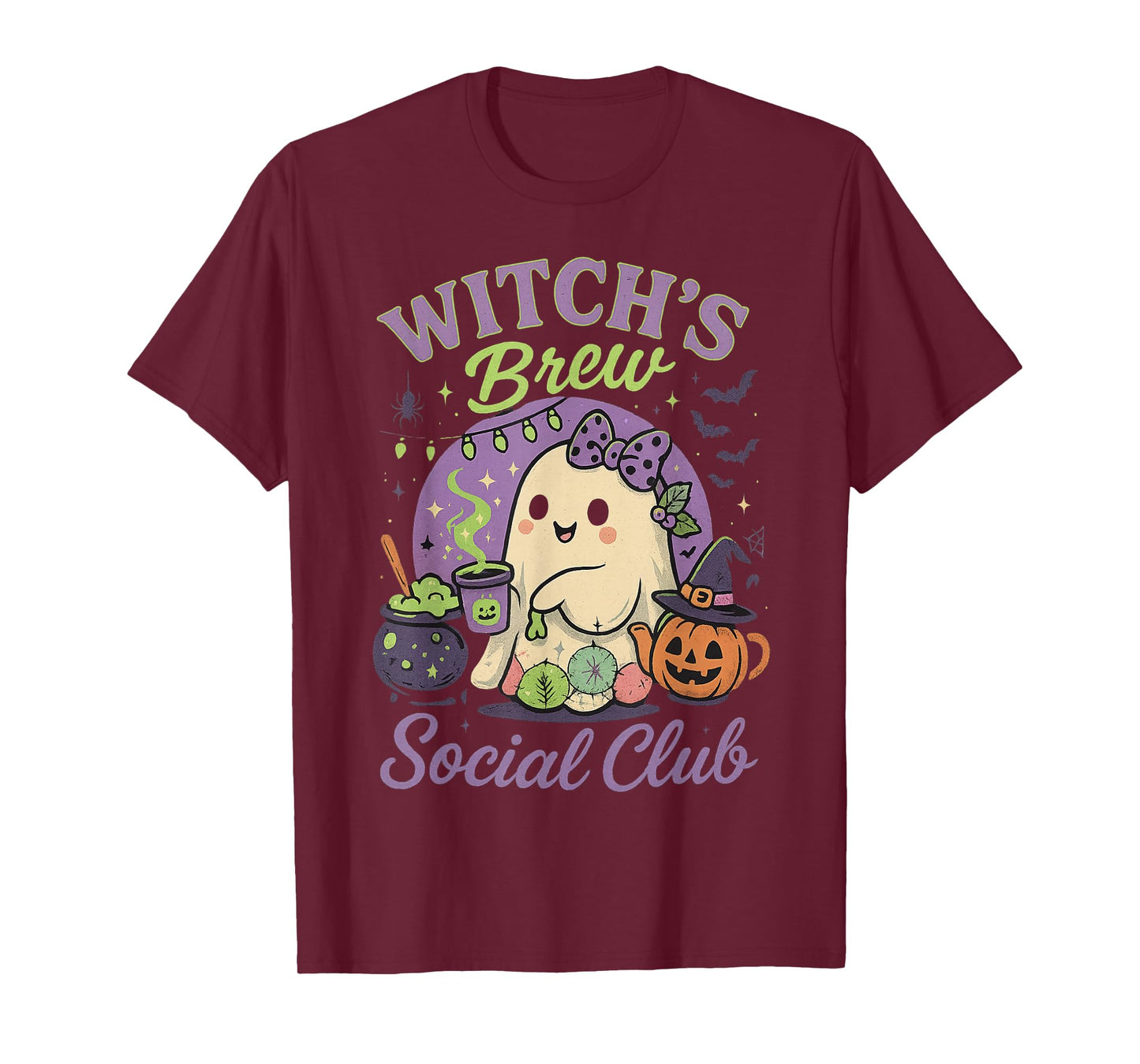 Witch's Brew Social Club Cute Ghost Cauldron Coffee T-Shirt
