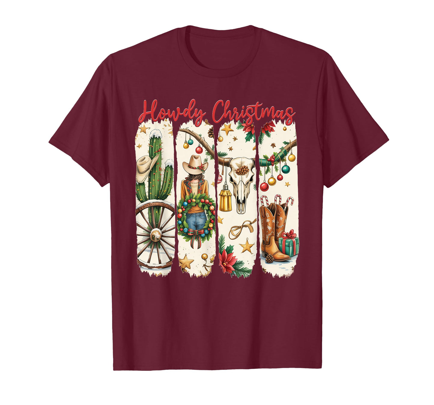 Howdy Christmas Western Coquette Bow Cowboy Cowgirl Santa T-Shirt