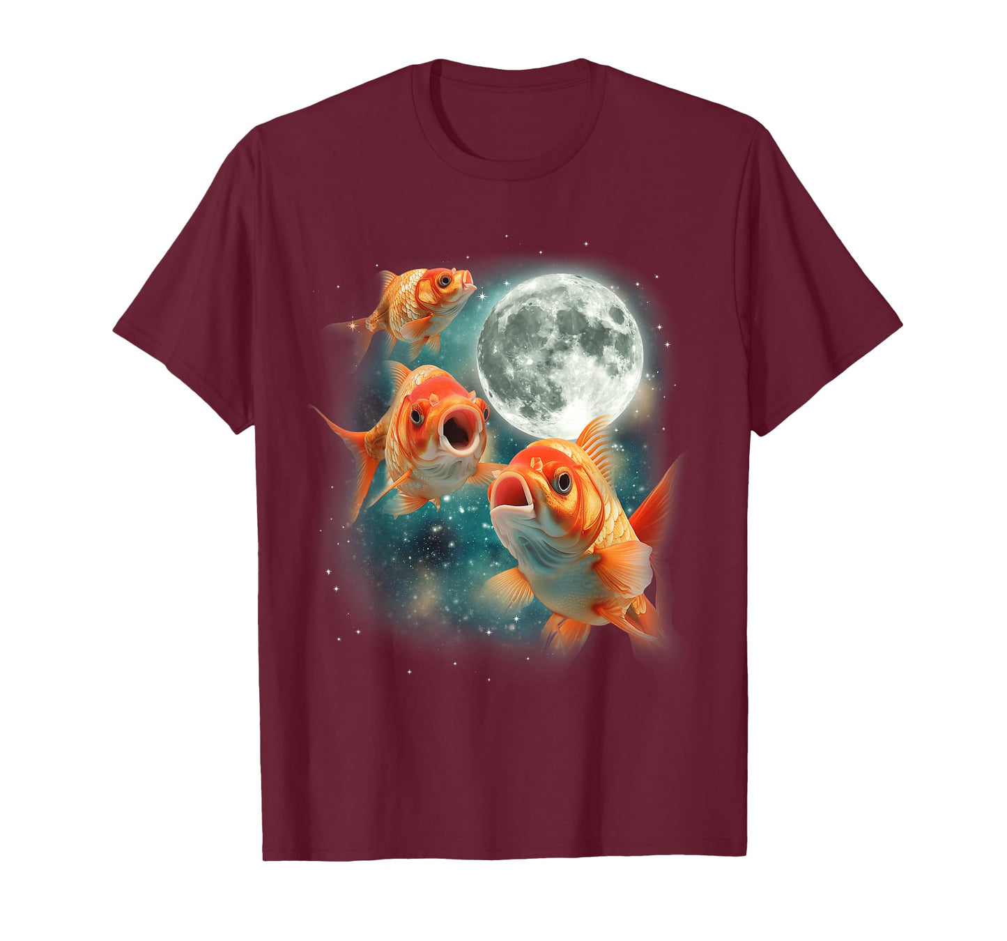 Three Goldfish Moon | 3 Fish Moon Unique Goldfish Parody T-Shirt