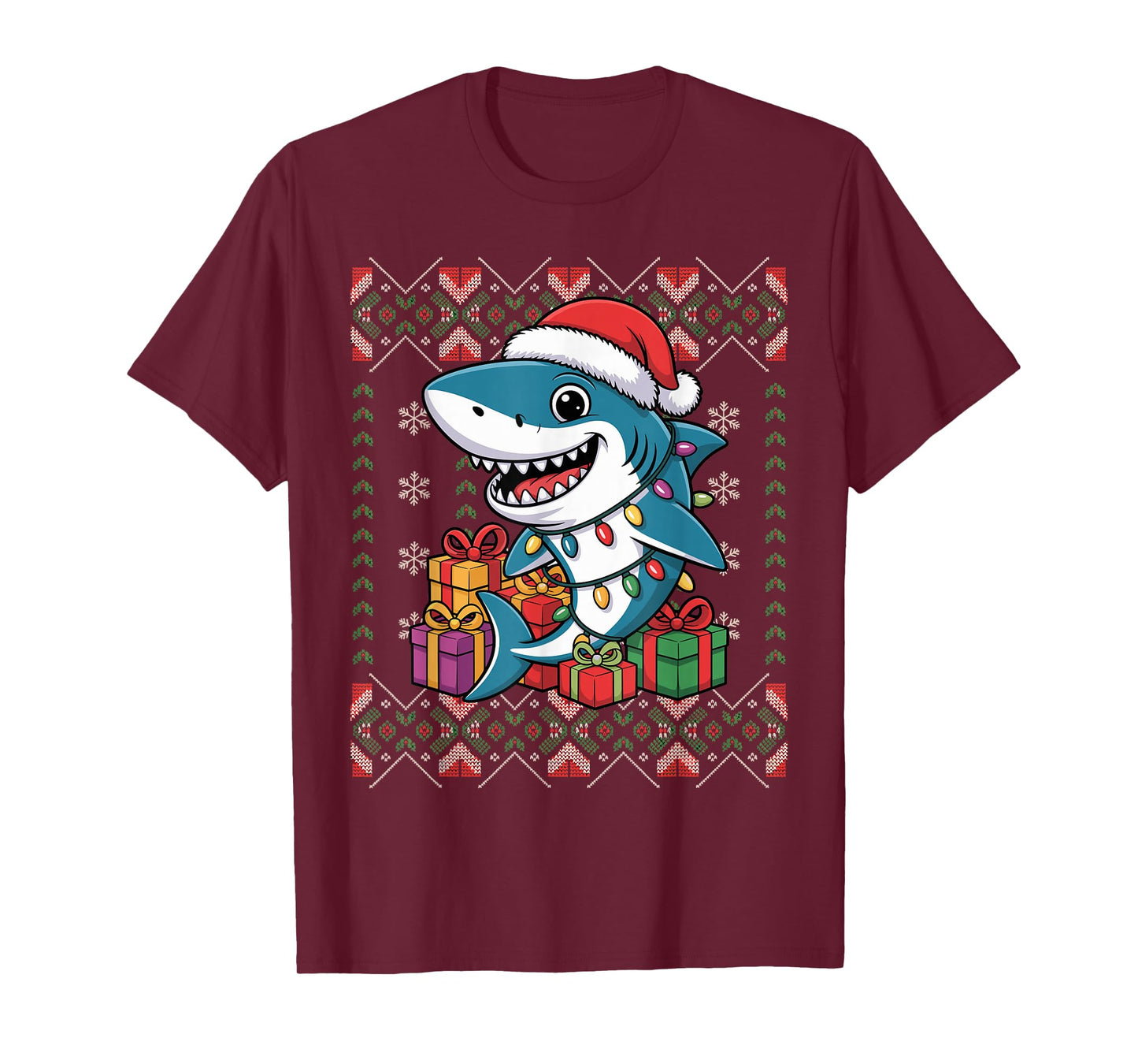 Santa Shark Christmas Ugly Sweater Funny Holiday Pajamas T-Shirt