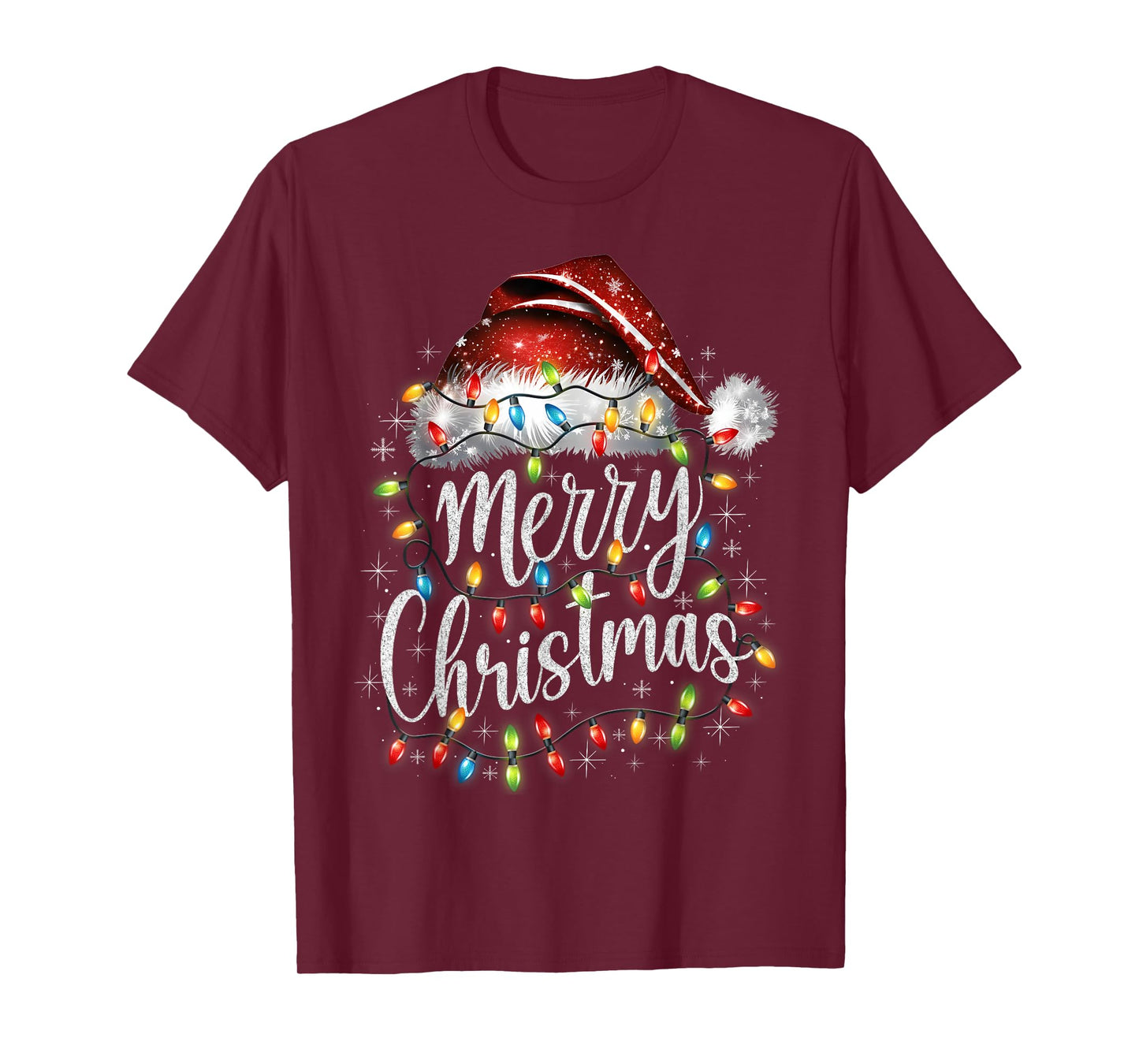 Merry Christmas Xmas Lights Santa Snowflake Holiday Family T-Shirt