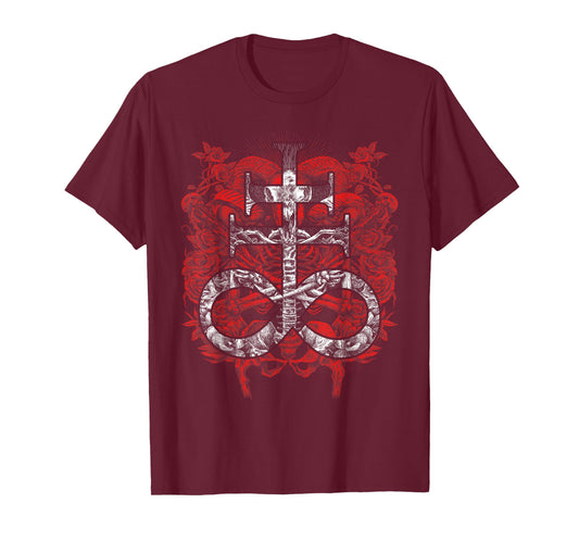 Satanic Gift for Satanist Occult Leviathan Cross Baphomet T-Shirt