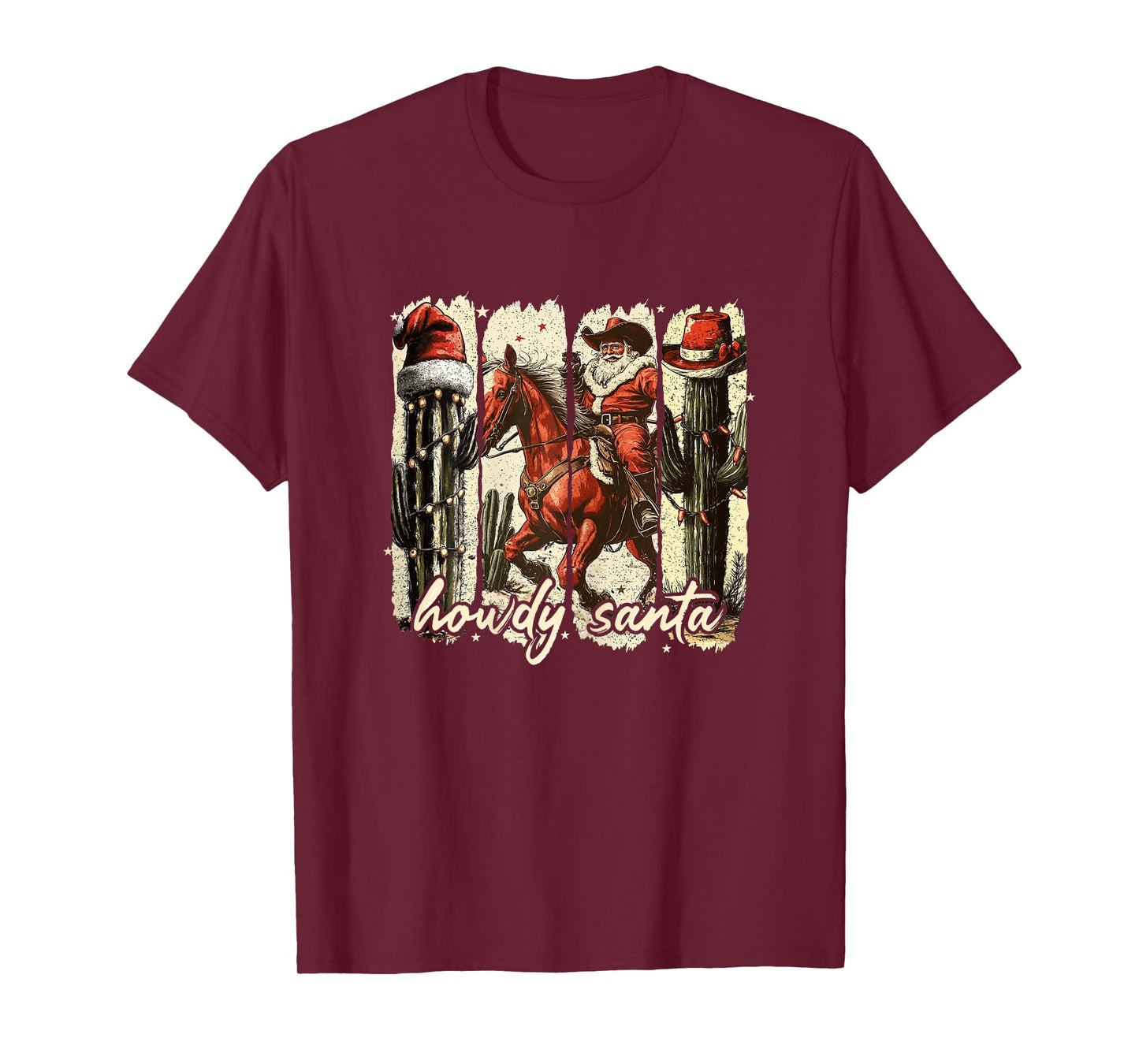 Womens Howdy Santa Cowgirl Small Town Girl Christmas Highland Cow T-Shirt