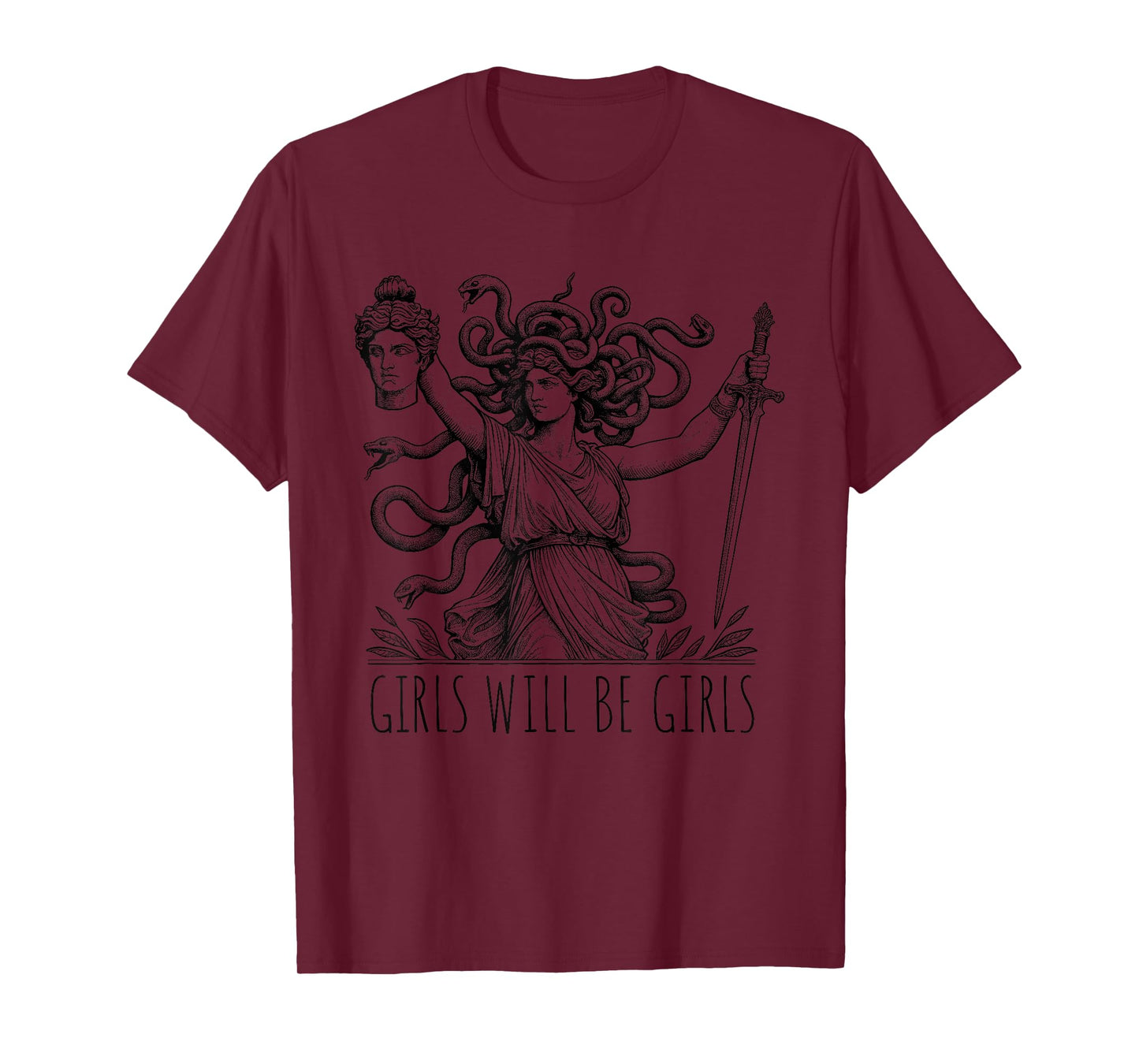 Vintage Girl Will Be Girls Medusa Feminist Women Clothing T-Shirt