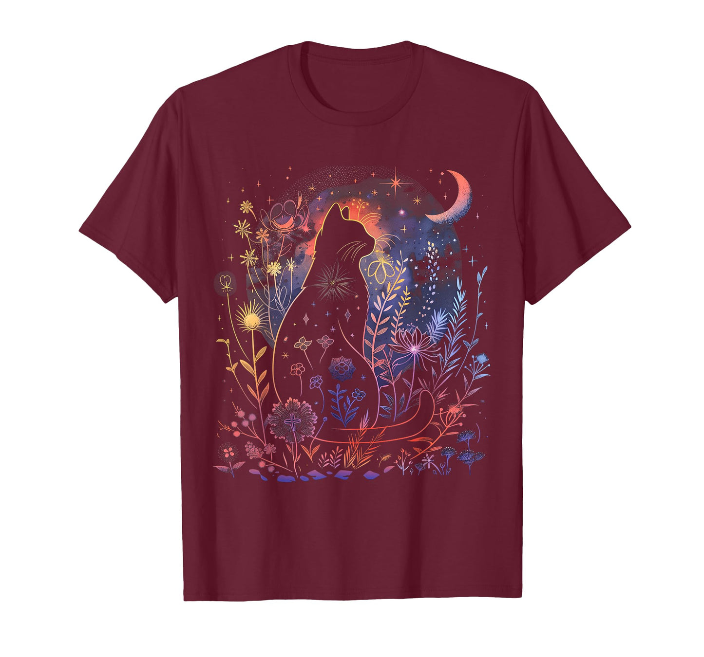 Halloween Black Cat Costume Mystical Cat Lover Womens Girls T-Shirt