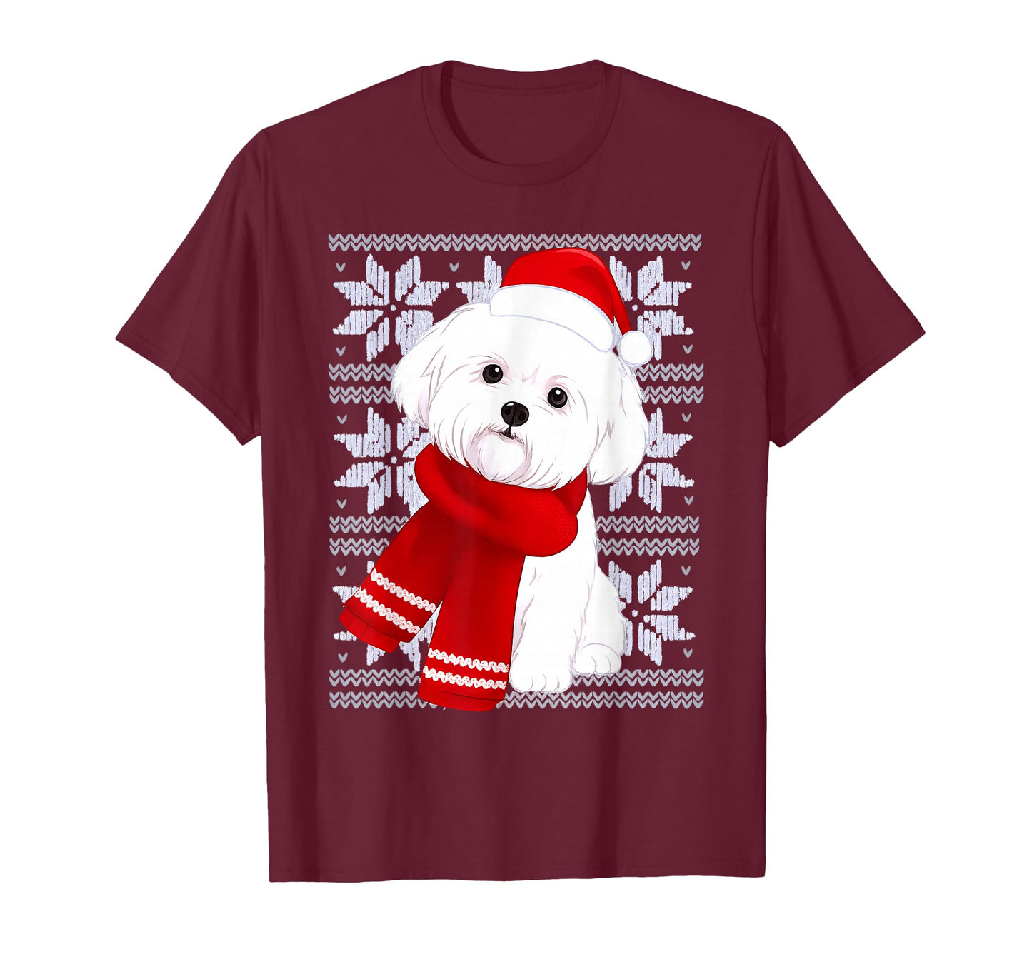 Maltese Dog Ugly Christmas Holiday Dog Lover T-Shirt