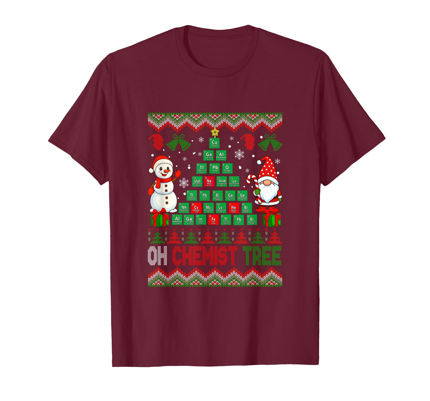 Christmas Tree Chemistry Elements Sweater Teachers Students T-Shirt