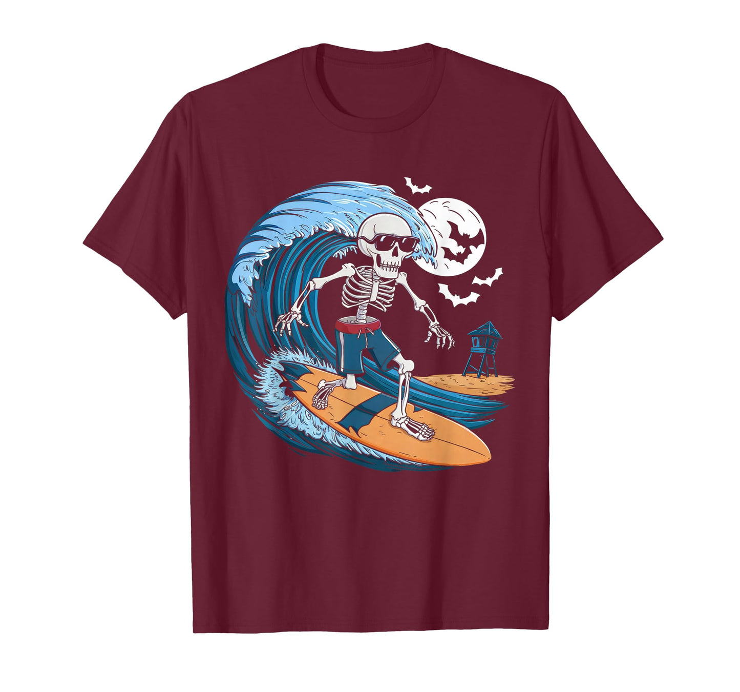 Halloween Surfing Skeleton Shirt Surfer Hawaiian Surf Hawaii T-Shirt