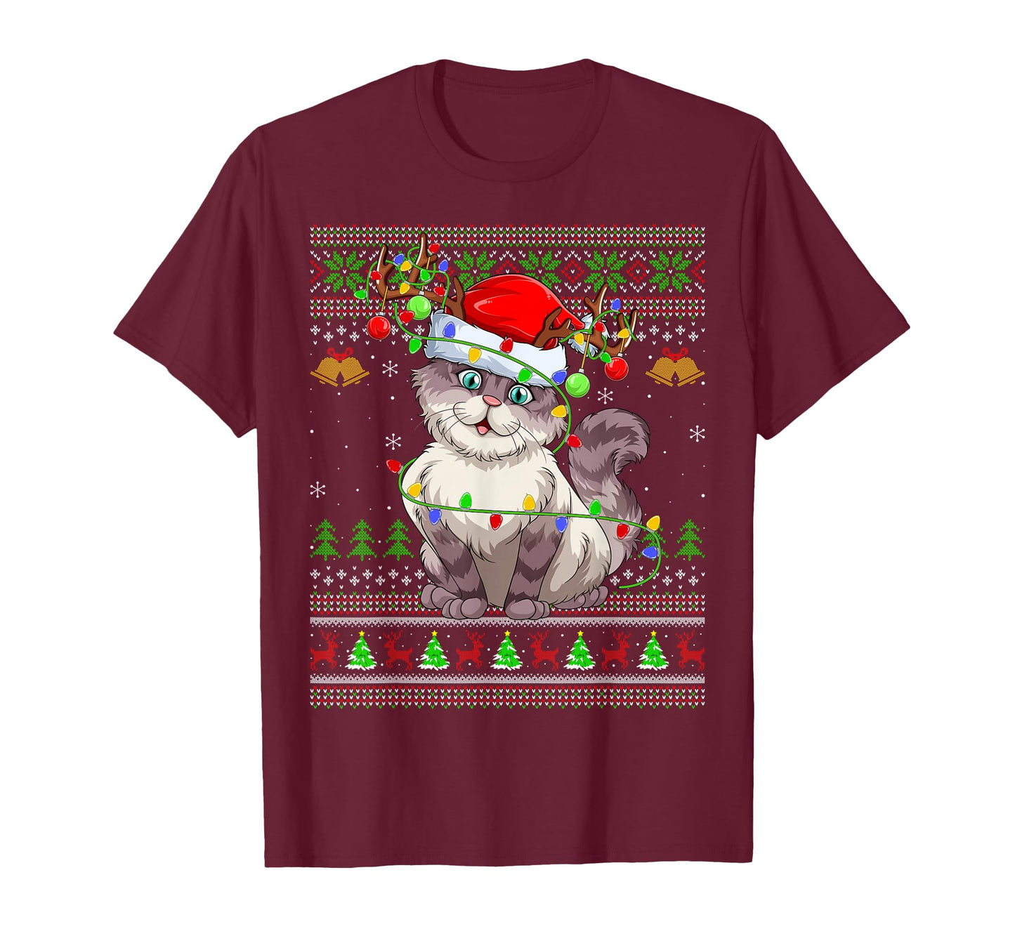 Cat Ugly Christmas Sweaters Holiday Santa Cute Xmas T-Shirt