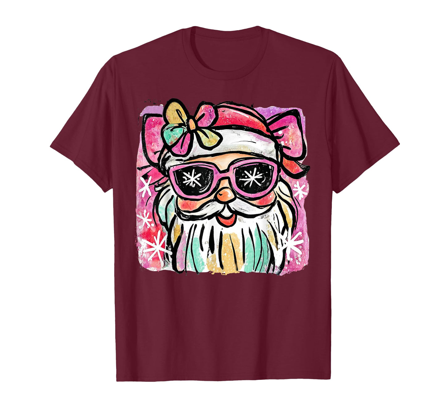 Preppy Santa Claus Coquette Christmas Girls Womans Cute Xmas T-Shirt