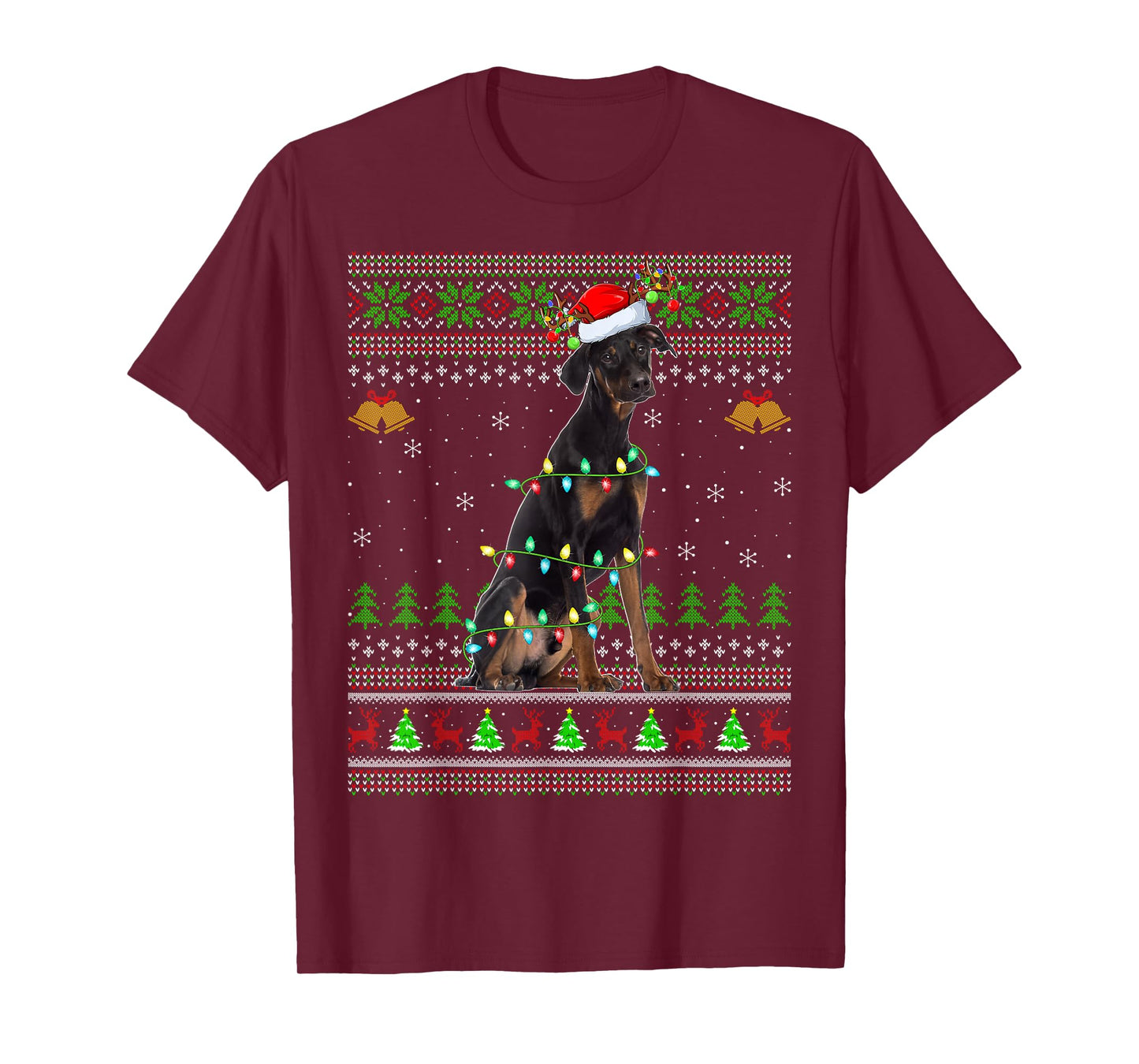 Doberman Pinscher Dog Ugly Christmas Sweaters Holiday Xmas T-Shirt