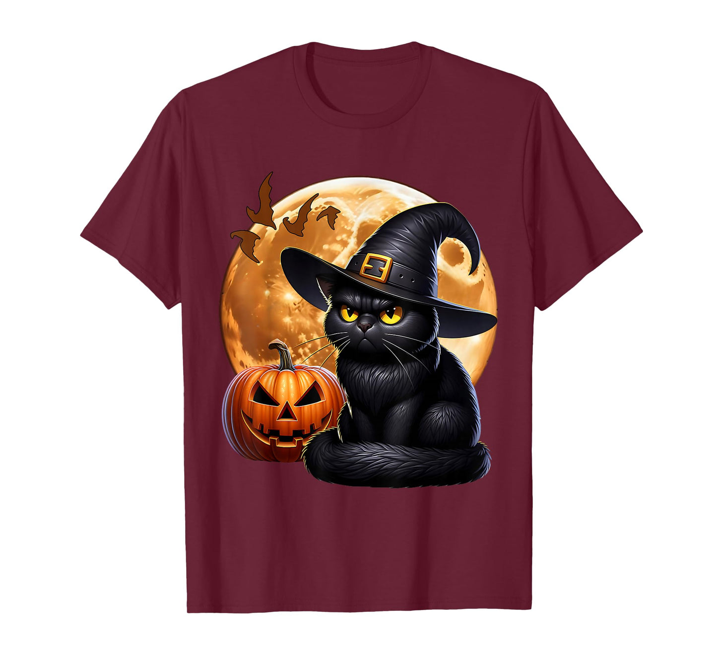 Black Cat Halloween Cat Witch Cat Moon Grumpy Black Cat T-Shirt