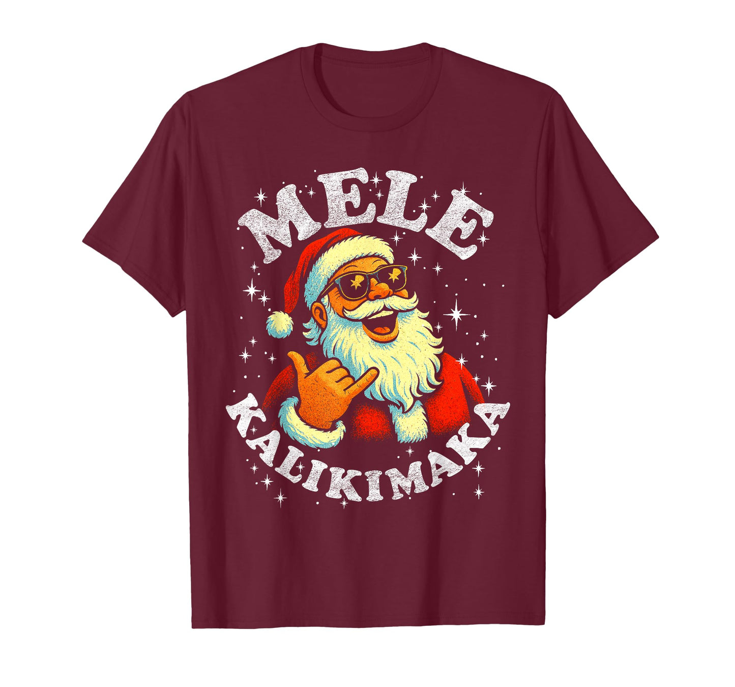 Retro Mele Kalikimaka Hawaiian Christmas Party Santa Shaka T-Shirt