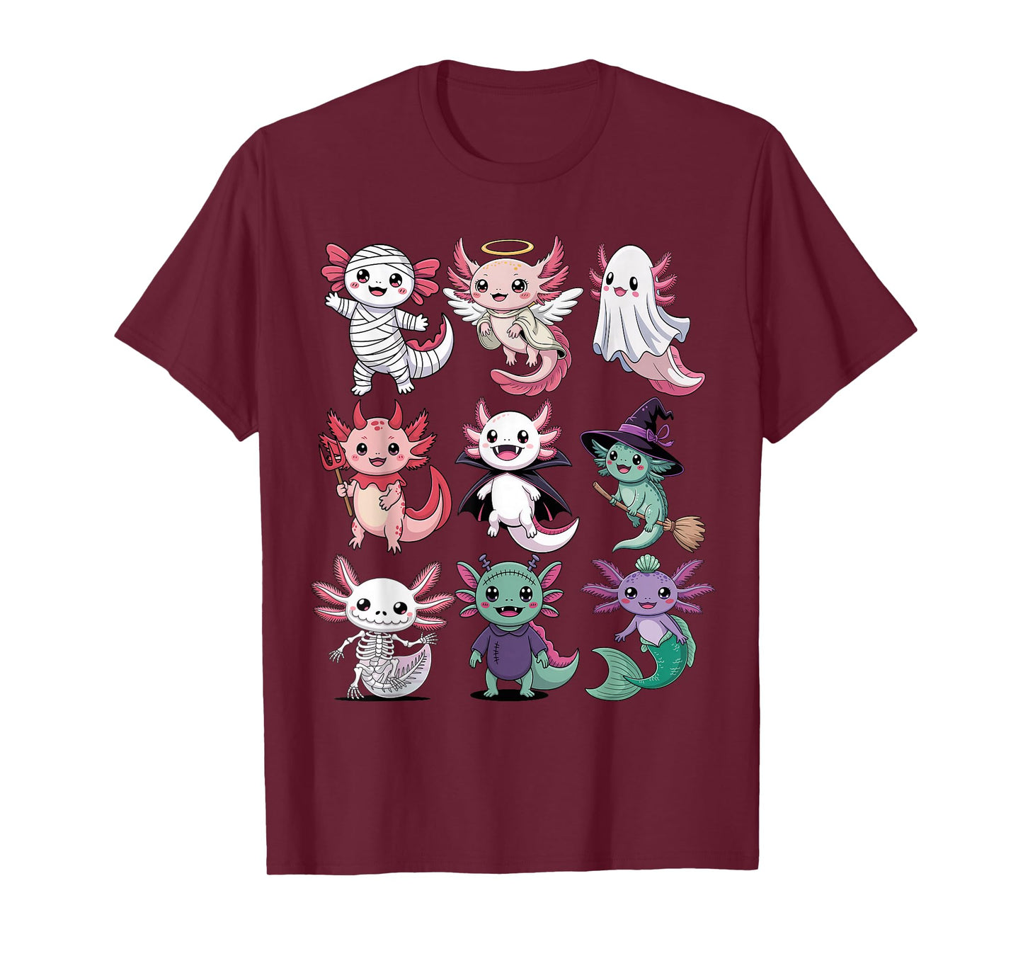 Halloween Axolotl T-Shirt - Cute Spooky Axolotls Costume T-Shirt