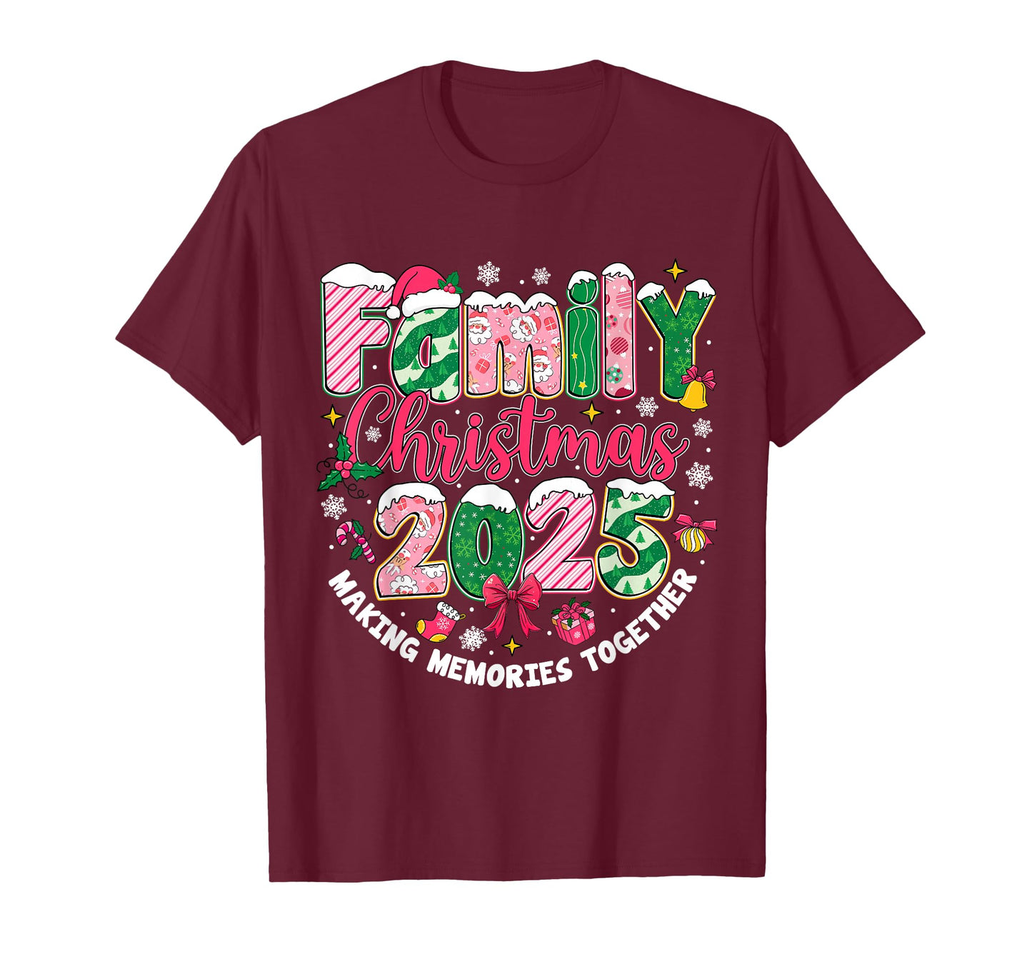 Family Christmas 2025 Matching Pink Xmas Outfit Squad Santa T-Shirt