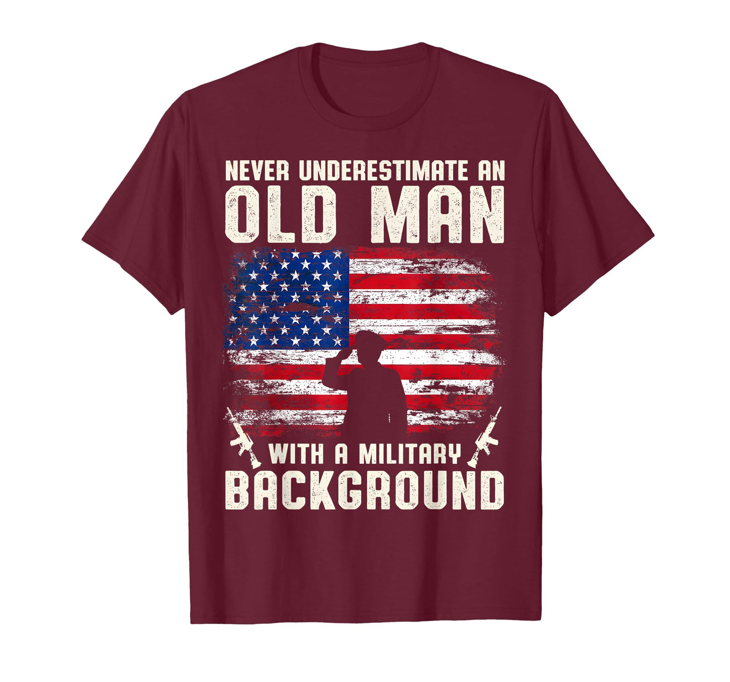 Never Underestimate An Old Man With A Military Background T-Shirt