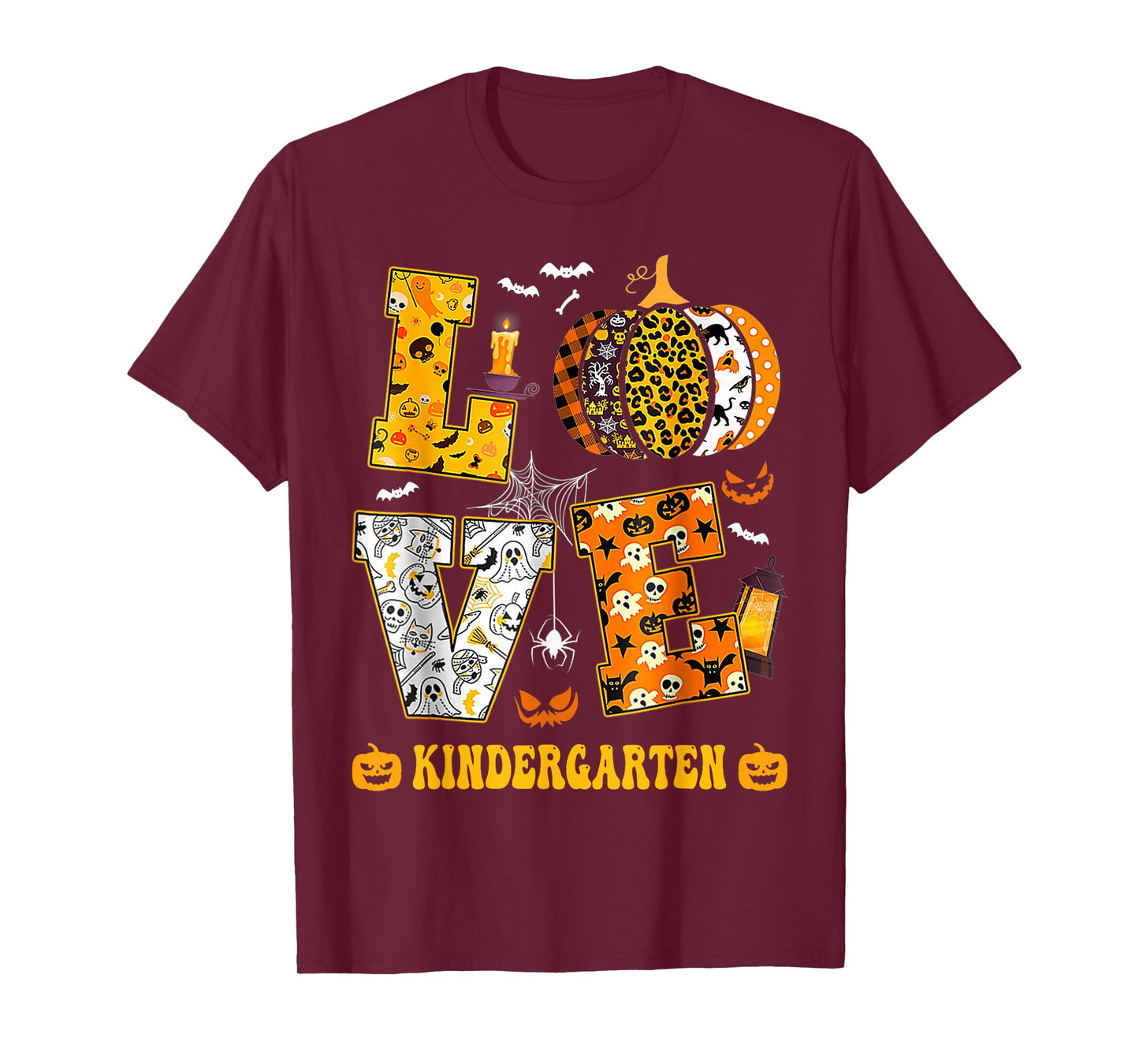 LOVE Kindergarten Pumpkin Teacher Student Halloween Costume T-Shirt
