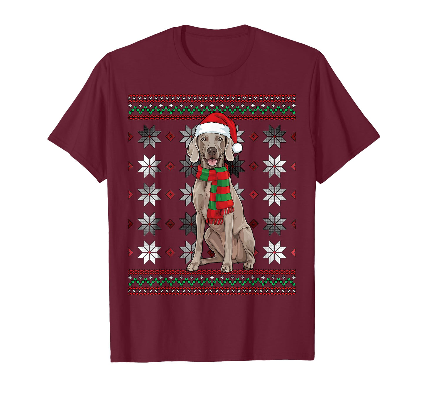 Weimaraner Braco De Weimar Santa Ugly Christmas T-Shirt
