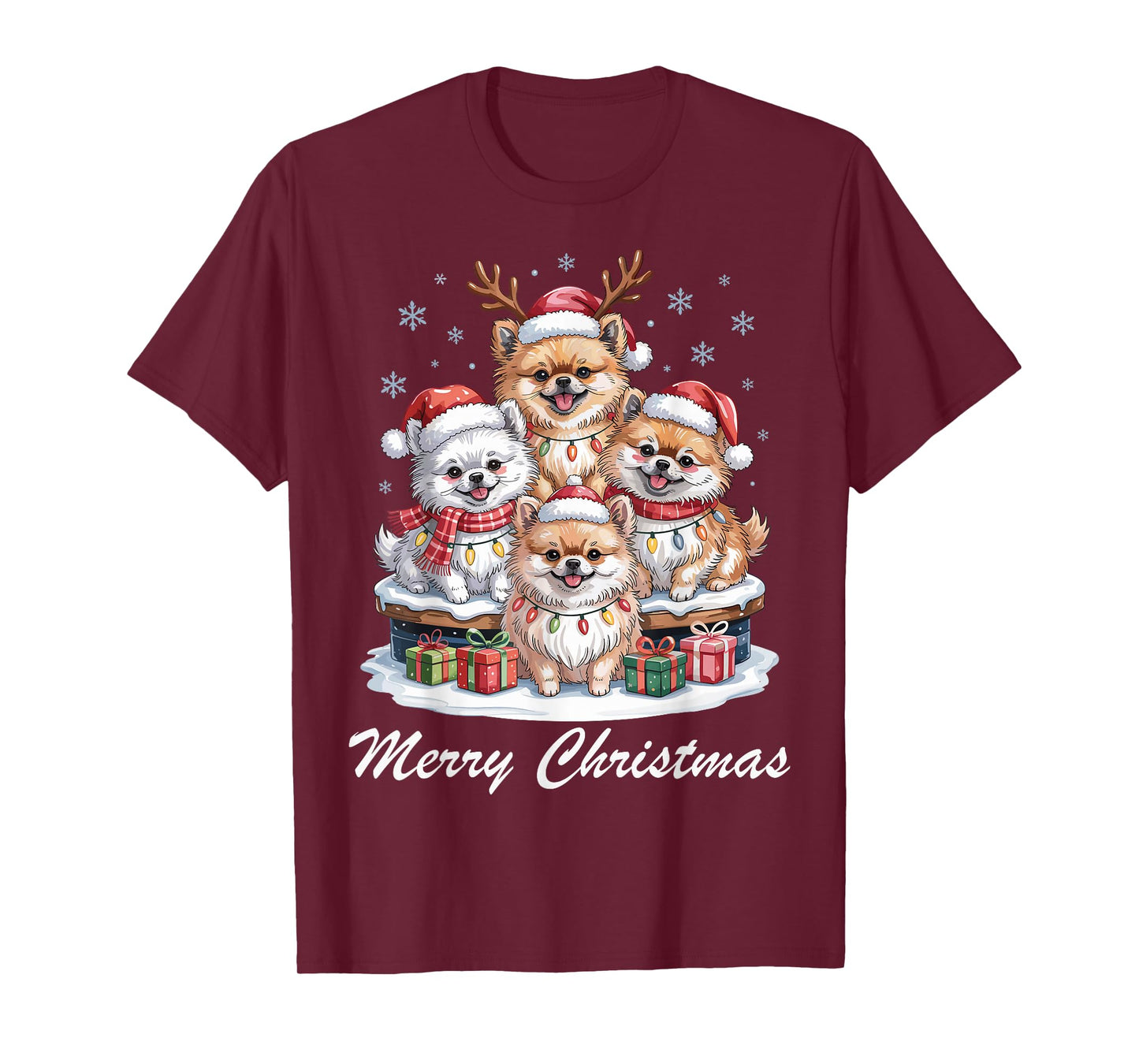 Pomeranian Merry Christmas Funny Dog Lovers Holiday Pajama T-Shirt
