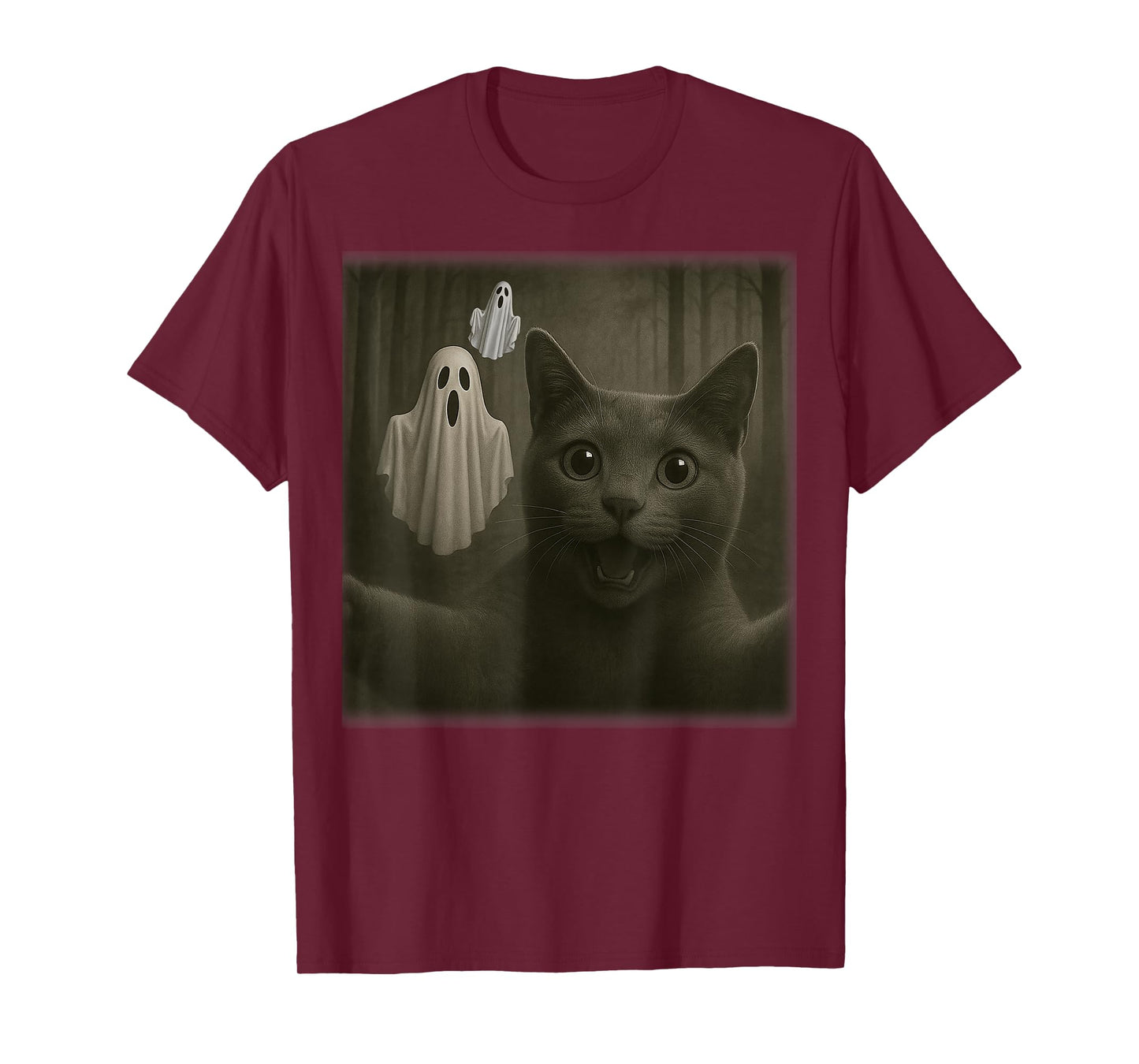 Funny Halloween Cat Selfie with Spooky Ghost Cat Lovers T-Shirt