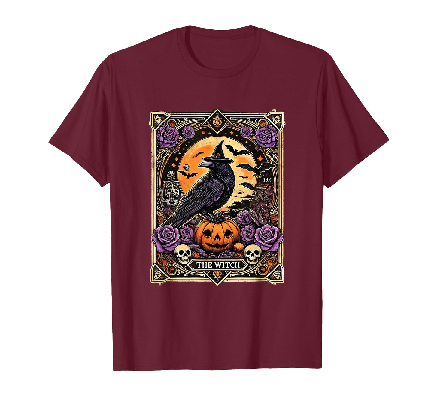 Vintage Gothic The Witch Black raven Tarot Card Halloween T-Shirt
