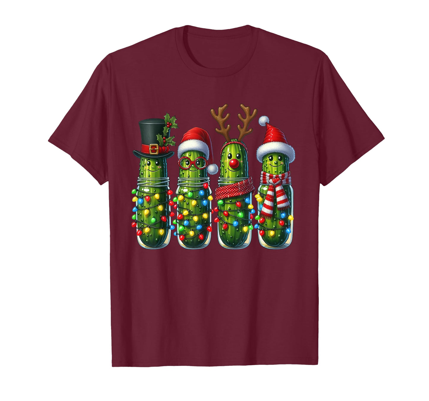 Funny Christmas Pickle Cactus Family Matching Holiday Outfit T-Shirt