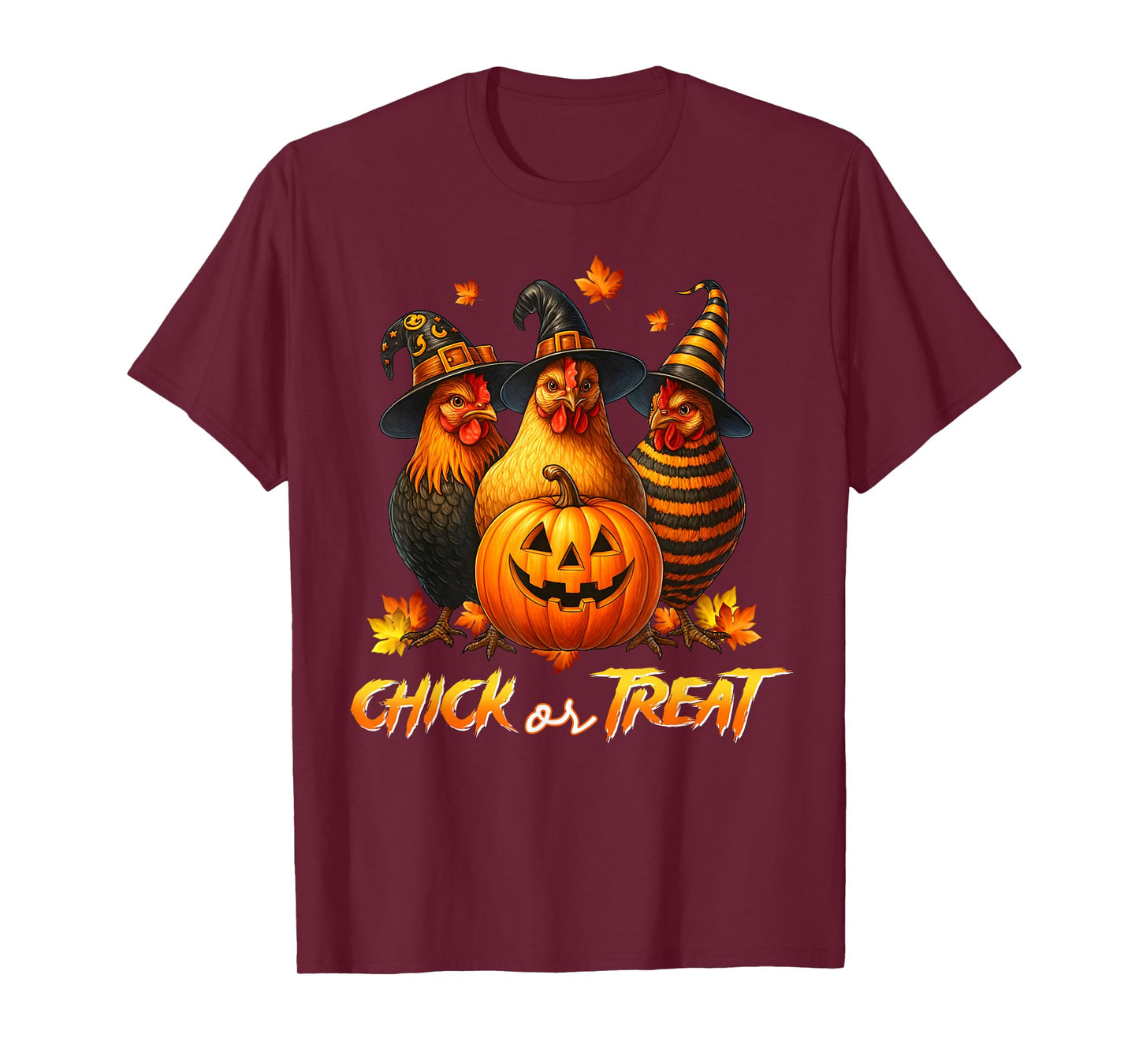 Chick Or Treat Funny Halloween Pumpkin Ghost Spooky Chicken T-Shirt