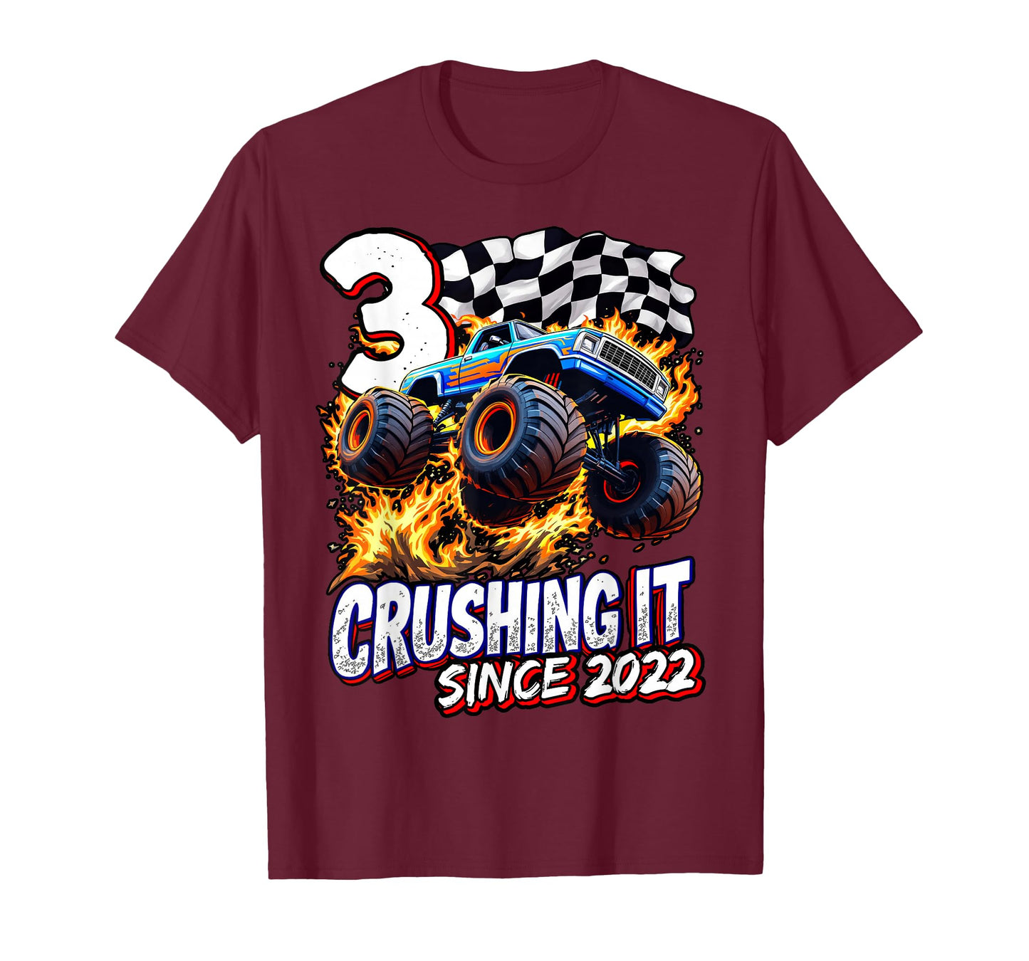 Birthday Monster Truck 3 year Old Boys 3rd Party Born 2022 T-Shirt