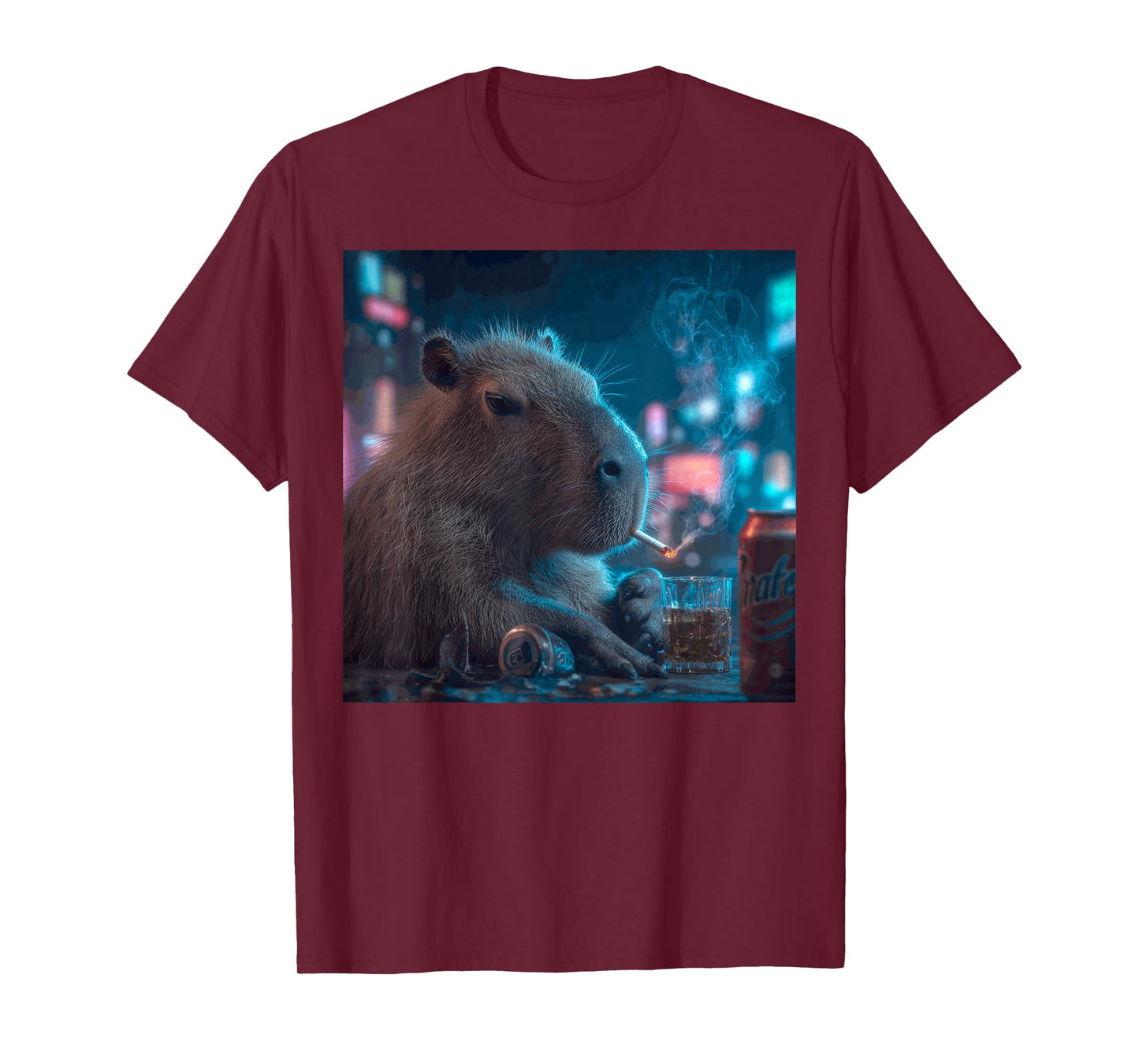 Funny Graphic Capybara Smoking Adult Funny T-Shirt