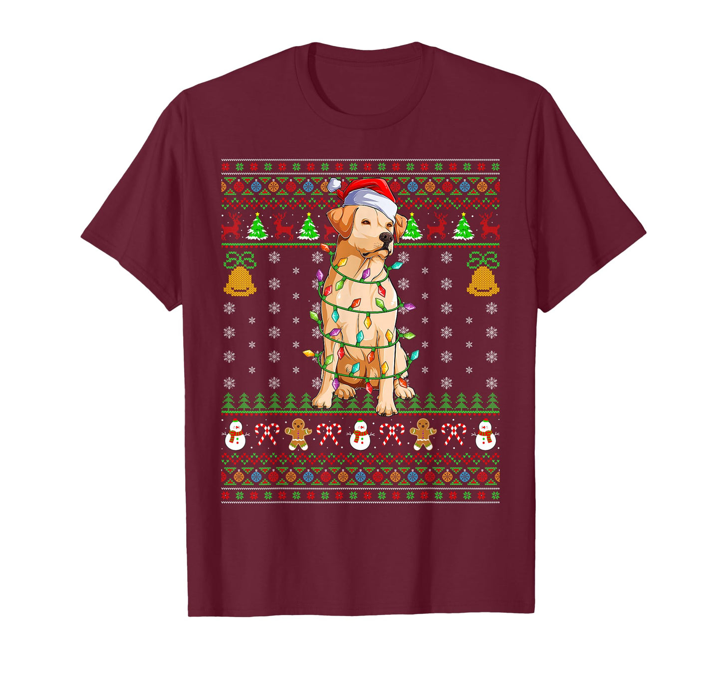 Labrador Retriever Dog Christmas Lights Ugly Sweaters Xmas T-Shirt