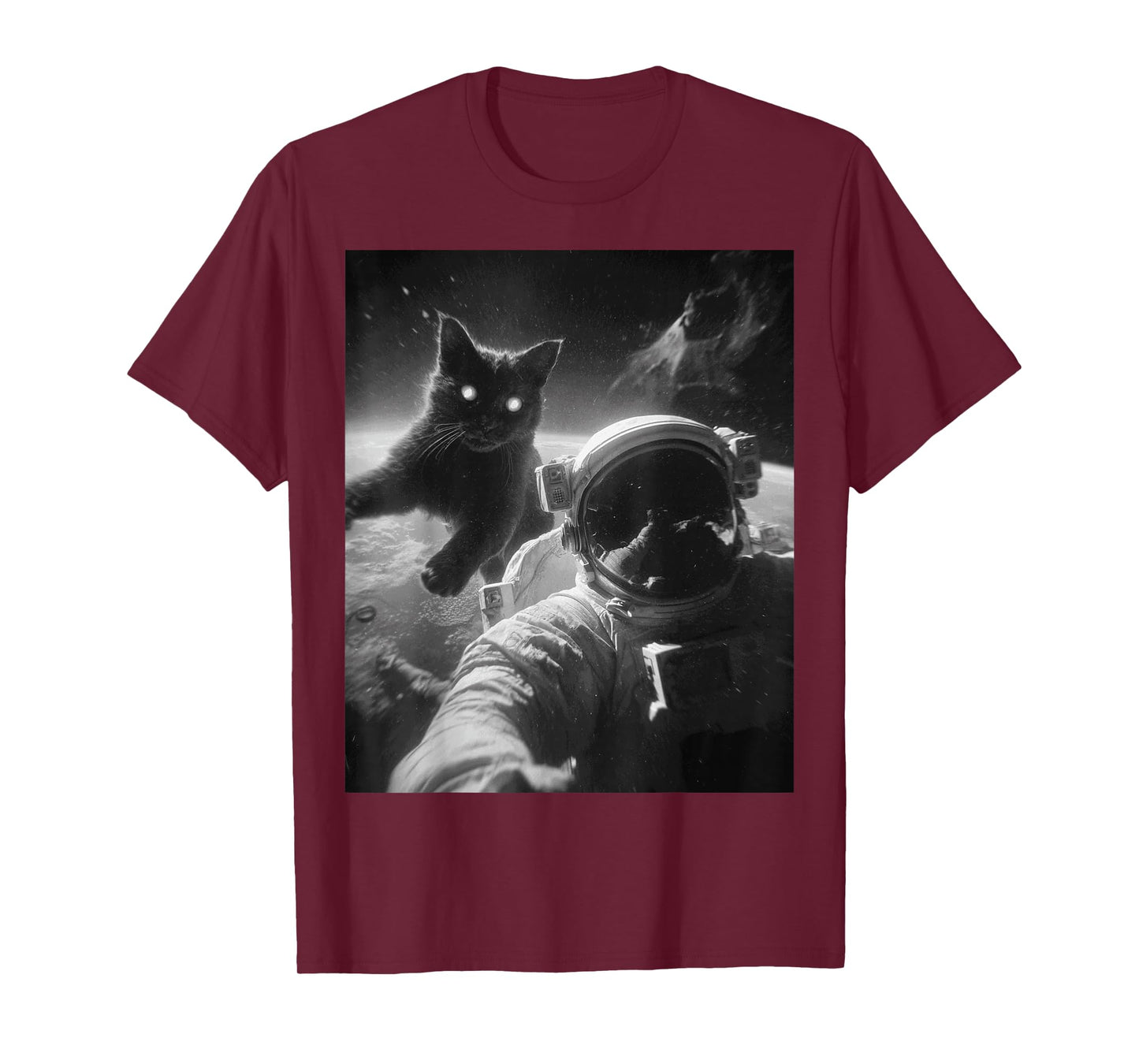 Funny Graphic Cat Astronaut Selfie Funny T-Shirt
