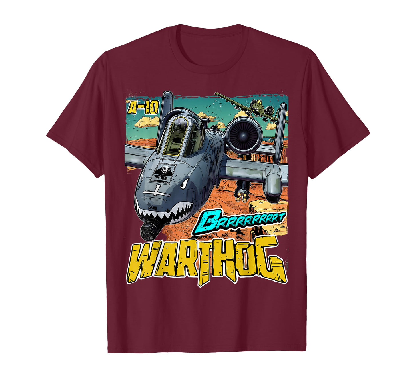A-10 Warthog Jet Airplane Brrrt Funny Comic Graphic T-Shirt