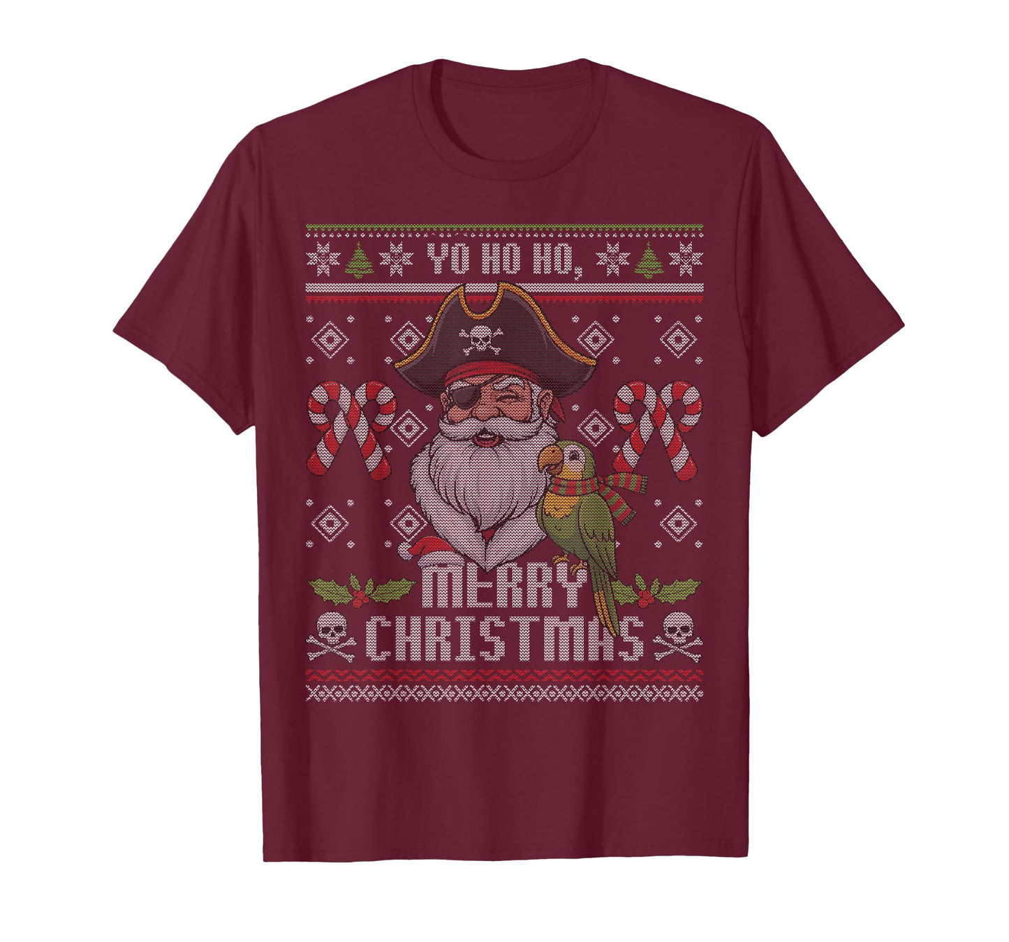 Merry Christmas Funny Pirate Santa Ugly Christmas T-Shirt