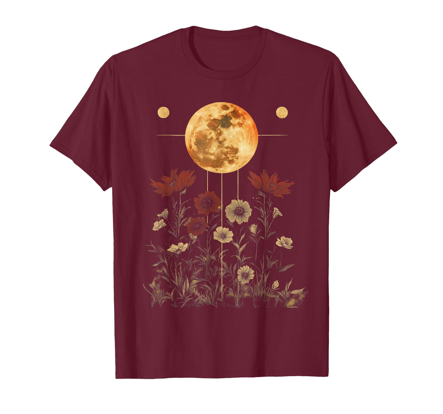 Lunar Flower Garden Moon Phase Celestial Botanical T-Shirt