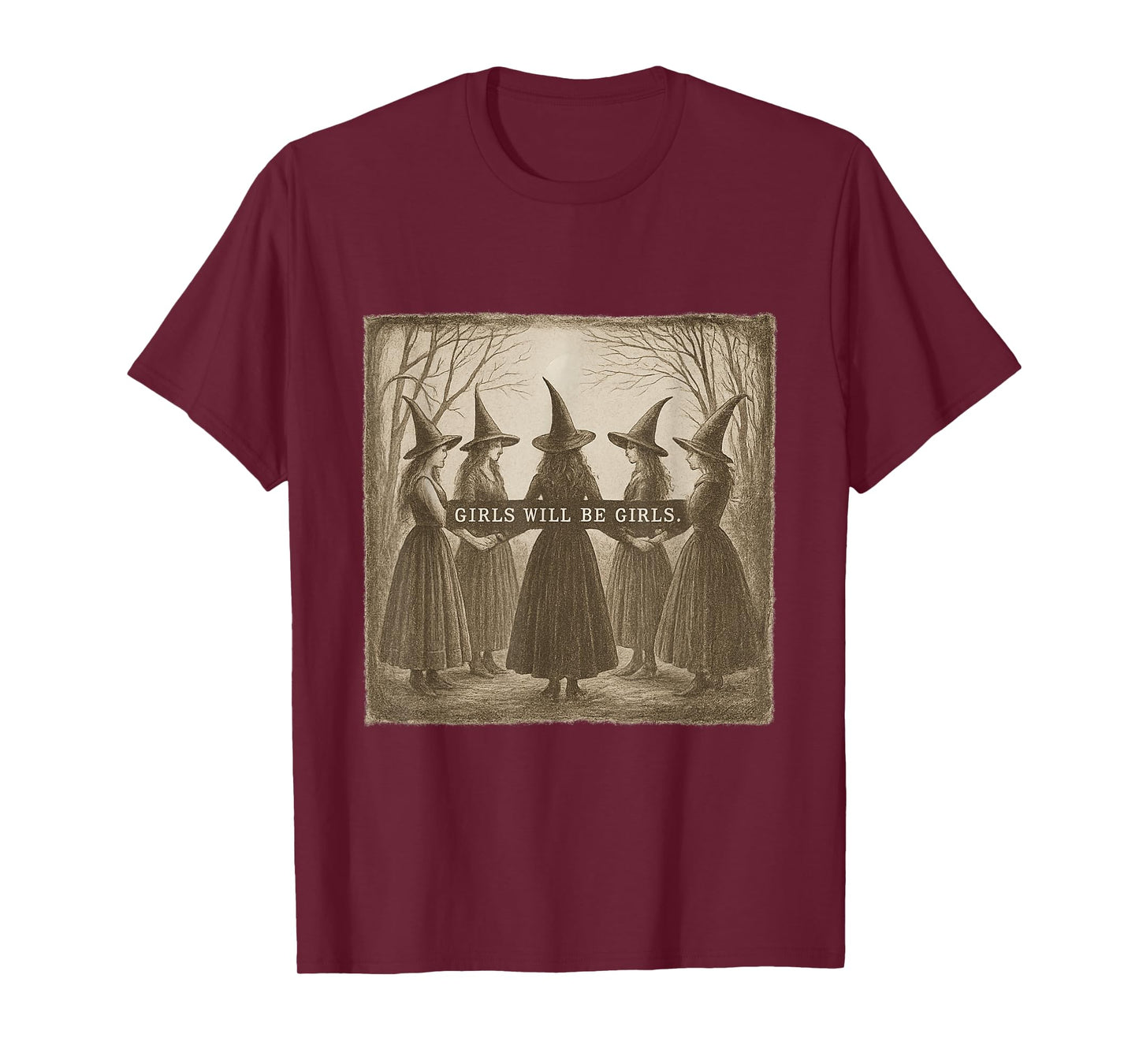 Girls Shall Girls Witch Coven Vintage Art T-Shirt