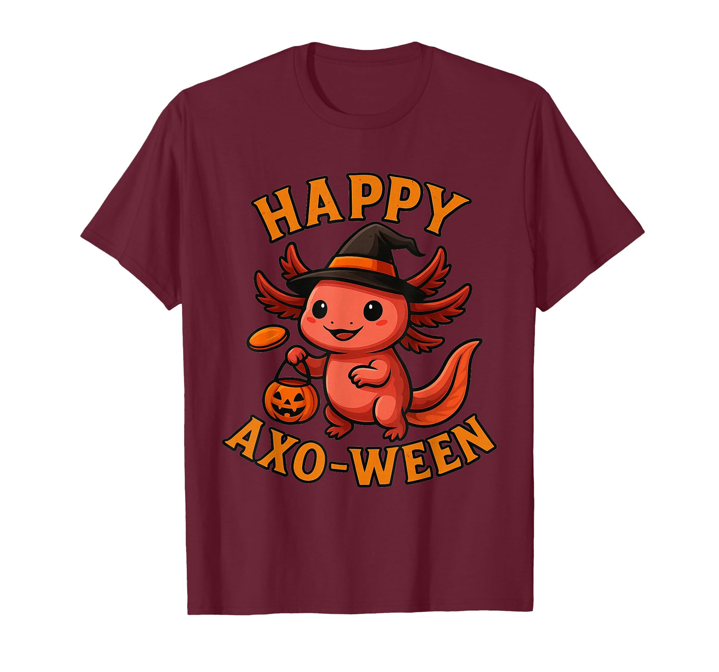 Cute Spooky Halloween Axolotl Witch Happy AXO-ween T-Shirt