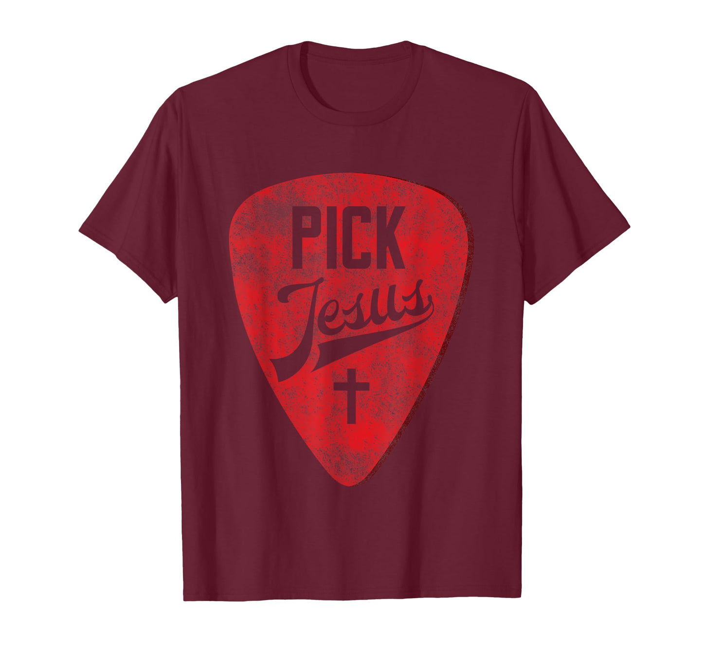 Pick Jesus - Christian Music Pastor Guitar T-Shirt Red Pick T-Shirt