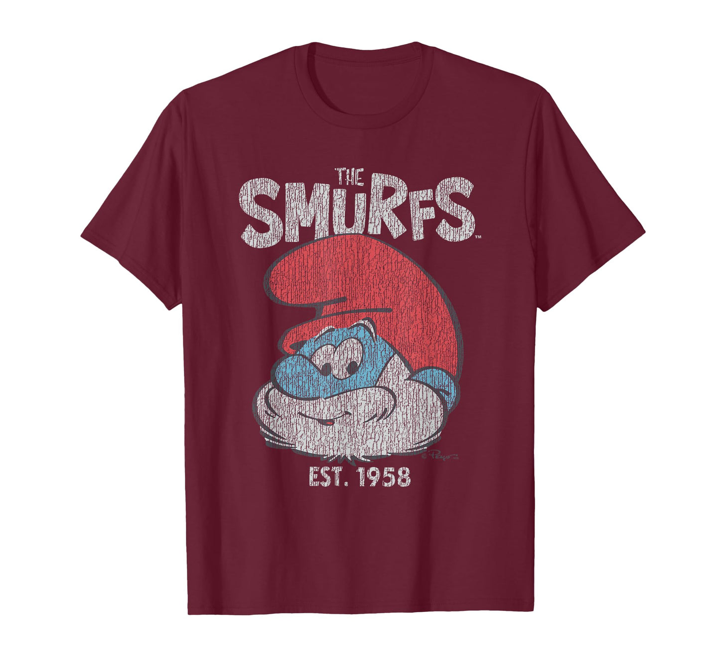 The Smurfs Vintage Papa Smurf Est. 1958 Retro Cartoon T-Shirt