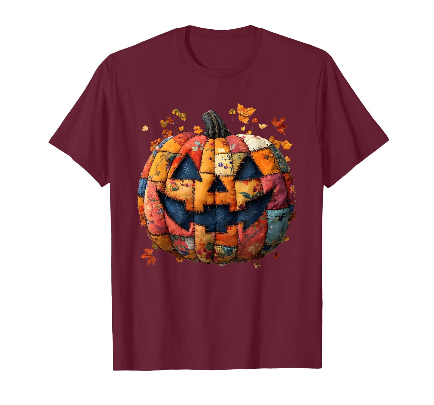 Patchwork Pumpkin Cute Rustic Fall Autumn Design T-Shirt