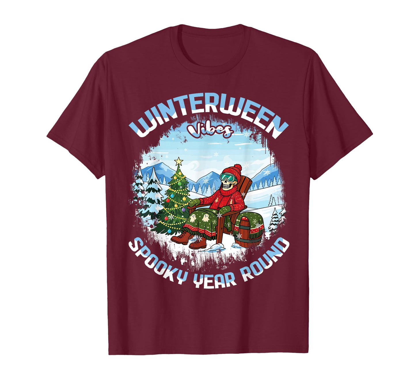 Winterween Vibes Spooky Year Round Halloween Winter T-Shirt