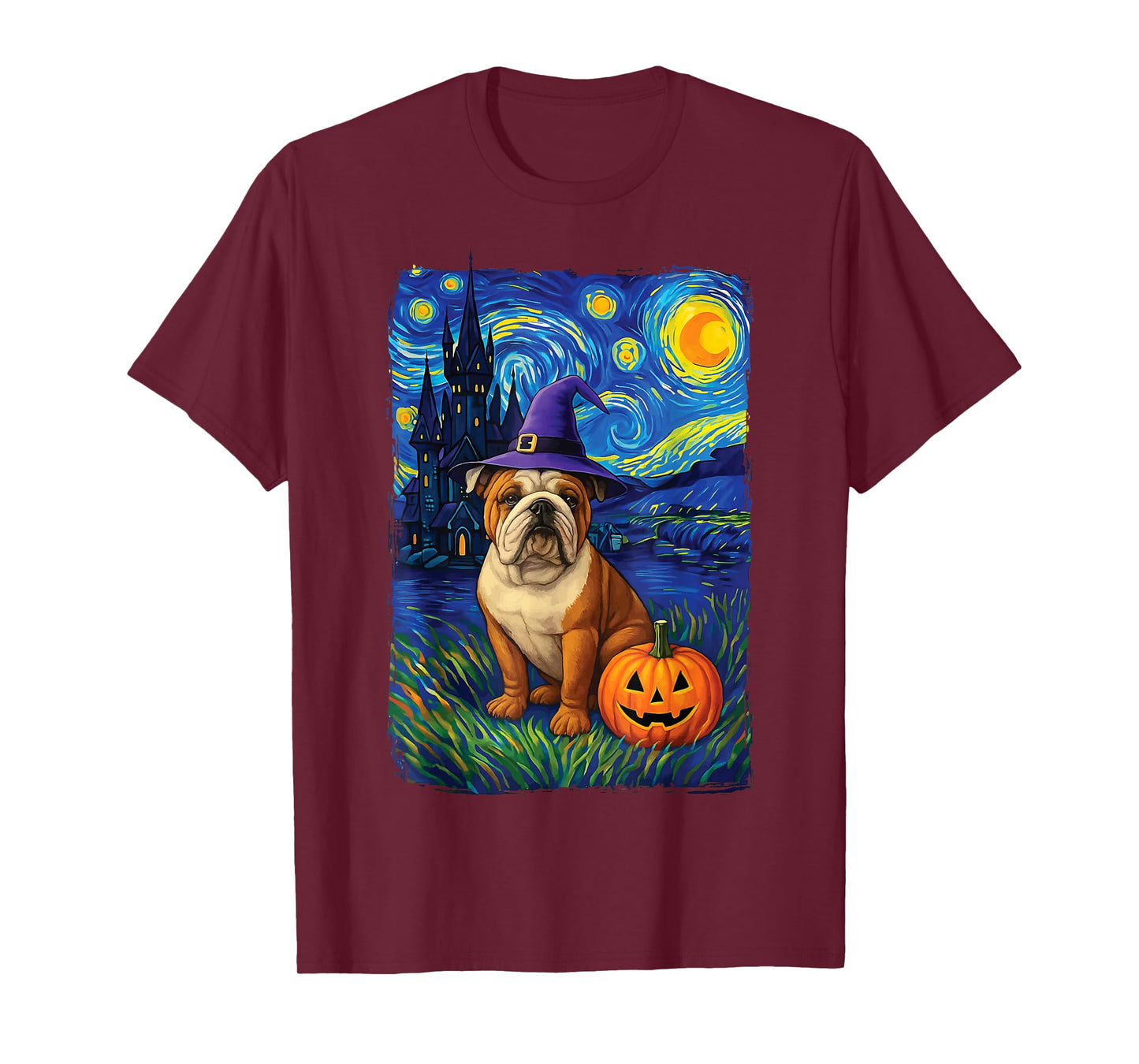 Bulldog Starry Night Halloween T-Shirt