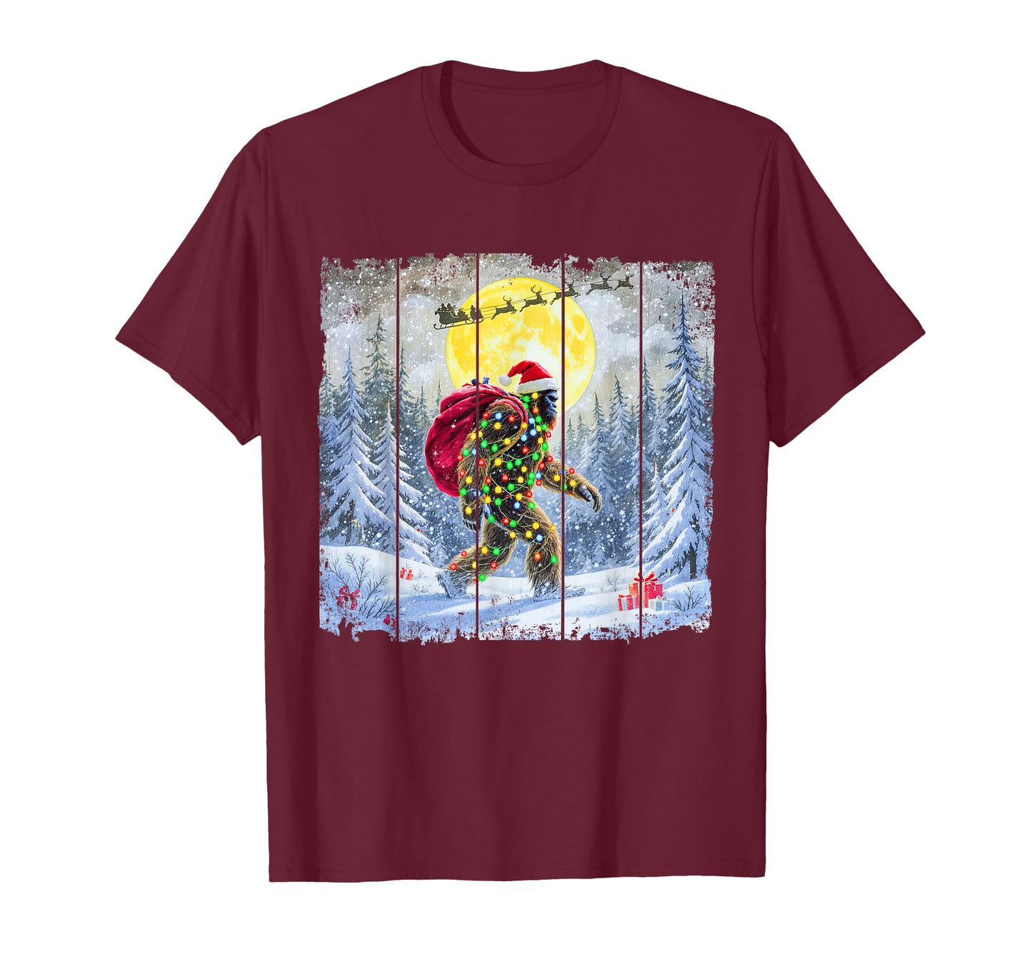 Bigfoot Christmas Shirt Christmas Tree Xmas Sasquatch T-Shirt